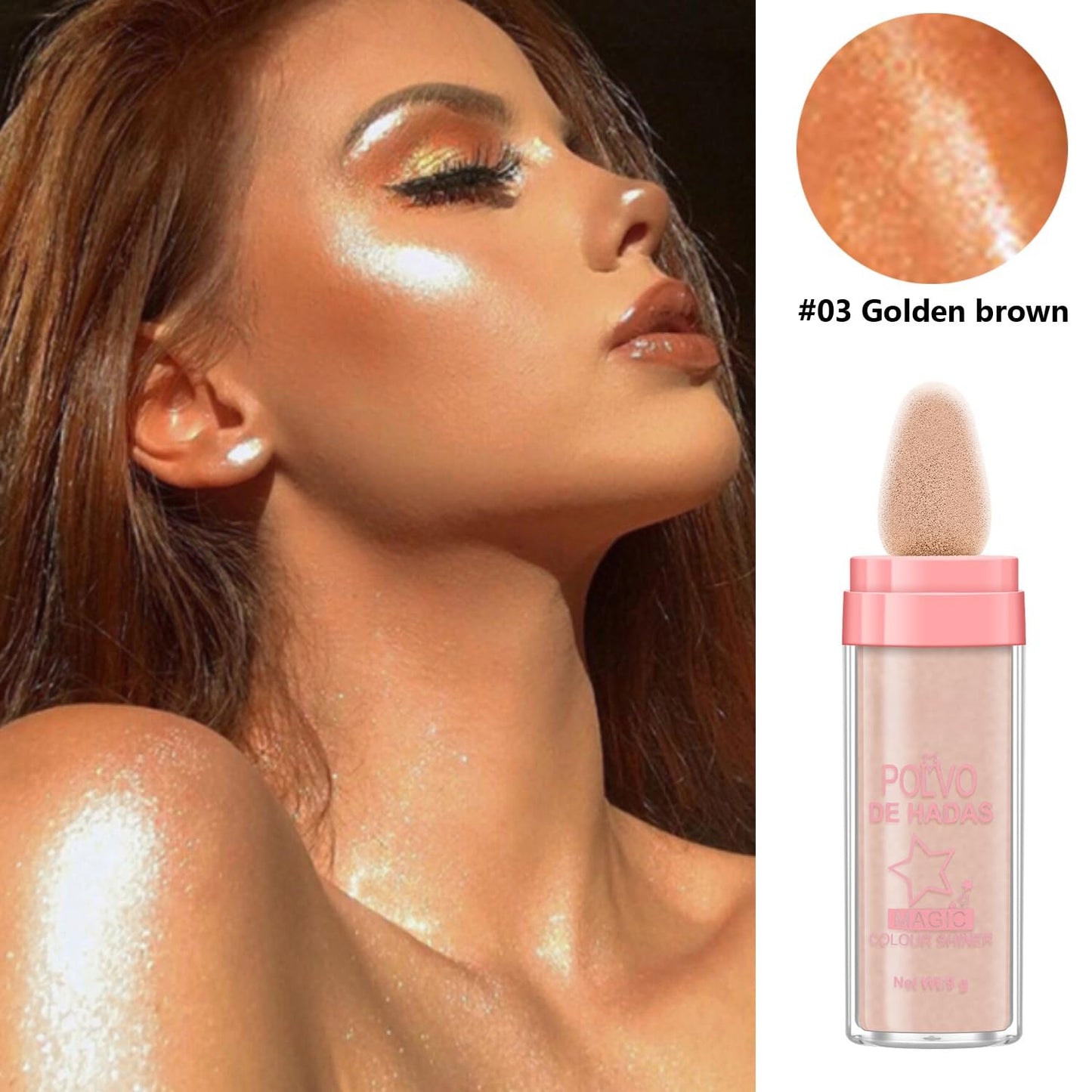 3 Pack Polvo De Hadas Fairy Dust Highlight Patting Powder - Full Body Contouring and Clavicle Pearlescent Patting Powder for Face and Eye, Christmas Sparkling Body Glitter Powder (3 Pack)