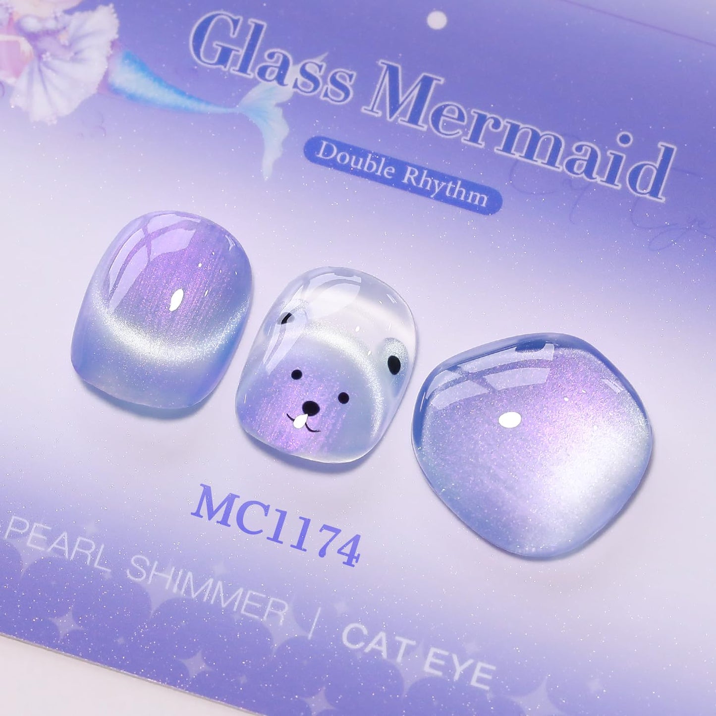 Double Rhythm 15ML Glass Cat Eye Gel Polish with Magnet Same Color Same Bottle Holographic Glitter Shimmer Salon Soak Off Magnetic Nail at Home (Mermaid Blue-MC1174)