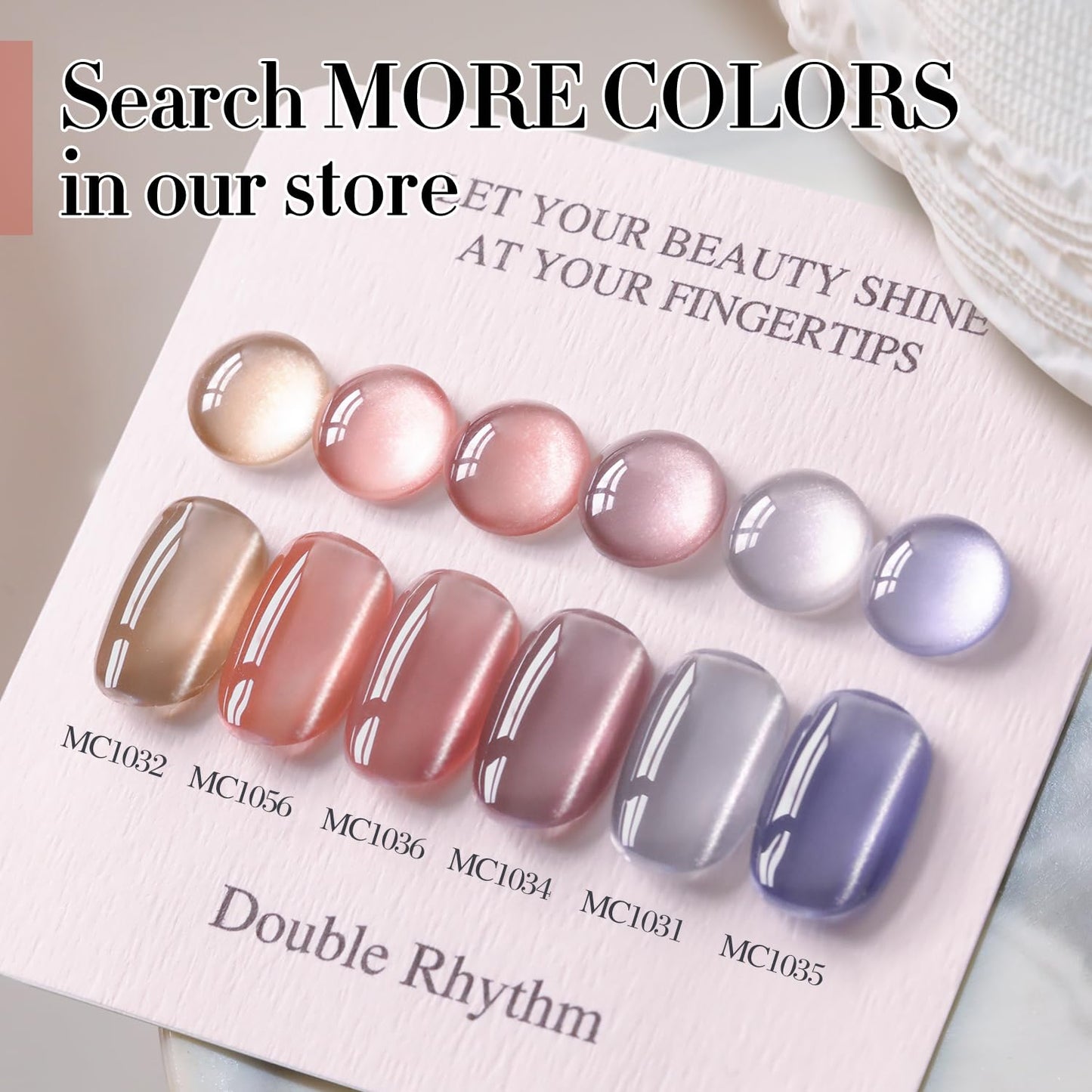 Double Rhythm 0.5 OZ Cat Eye Gel Polish with Magnet 15ML Holographic Glitter Shimmer Translucent Jelly Color Magnetic Polish Salon DIY at Home (MC1056)