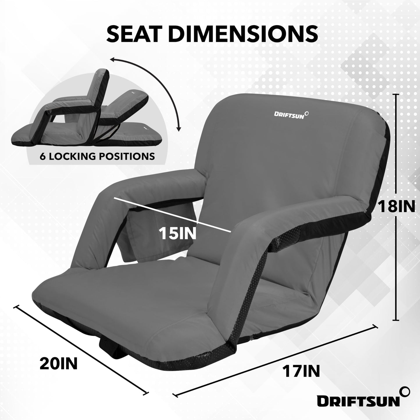Driftsun 2 Pack Stadium Seats with Back Support, Deluxe Bleacher Chairs with Back Support, Padded Stadium Seats with Backs, Waterproof Stadium Chair