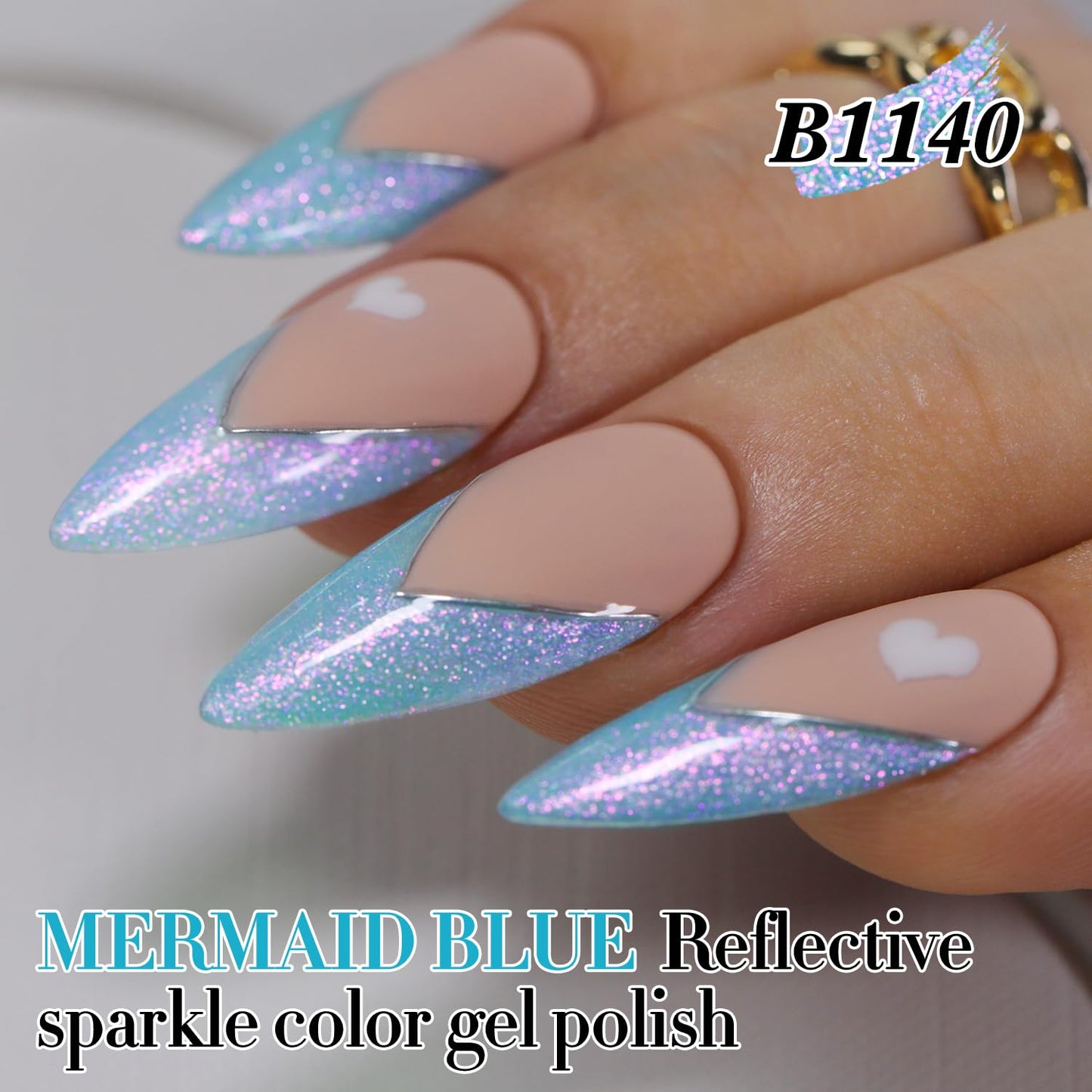 Double Rhythm 15ML Glitter Gel Polish Shimmer Reflective Holographic Color Magnetic for Nail Art Salon DIY at Home (B1140)