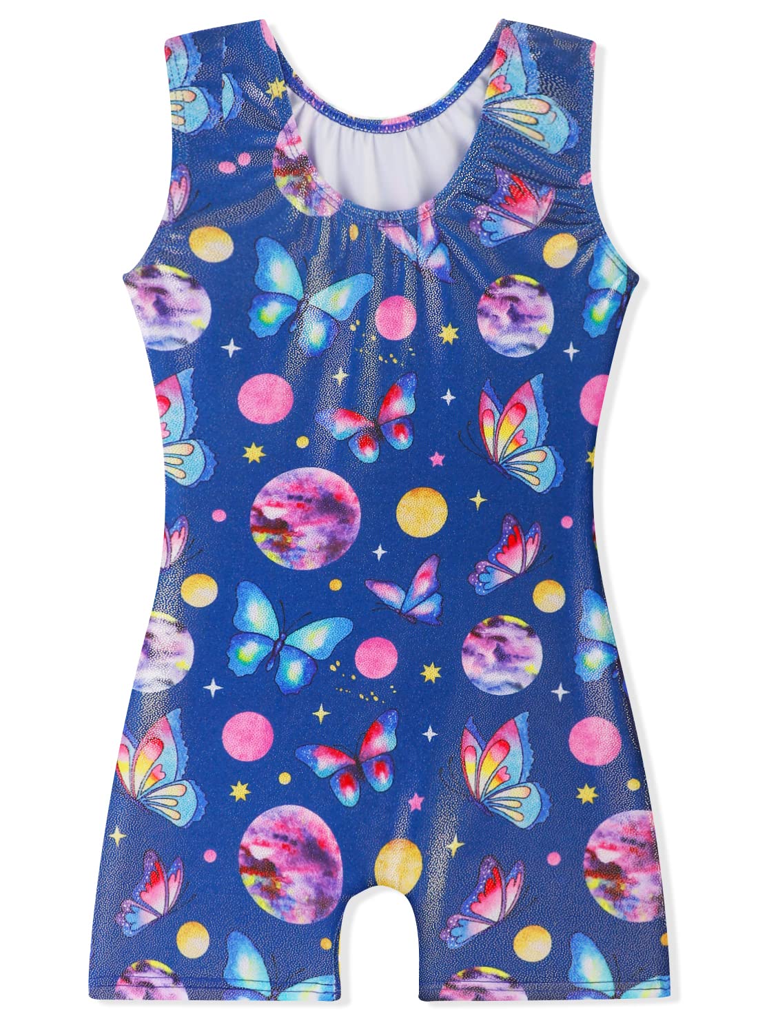 EQSJIU Leotards For Girls Gymnastics Size 6-7 Butterfly Dark Blue Cosmos Planet Stars Outfits Biketard Sparkly Unitard
