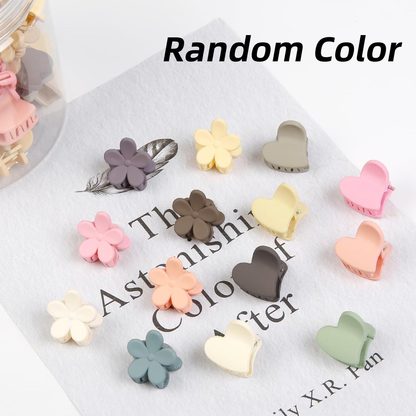 100Pcs Colorful Mini Flower Hair Clips Set, TEBIEKOY Small Hair Clips Mini Heart Hair Claw Clip Cute Jaw Clips Hair Pins Hair Barrettes Tiny Flower Hair Accessories for Women