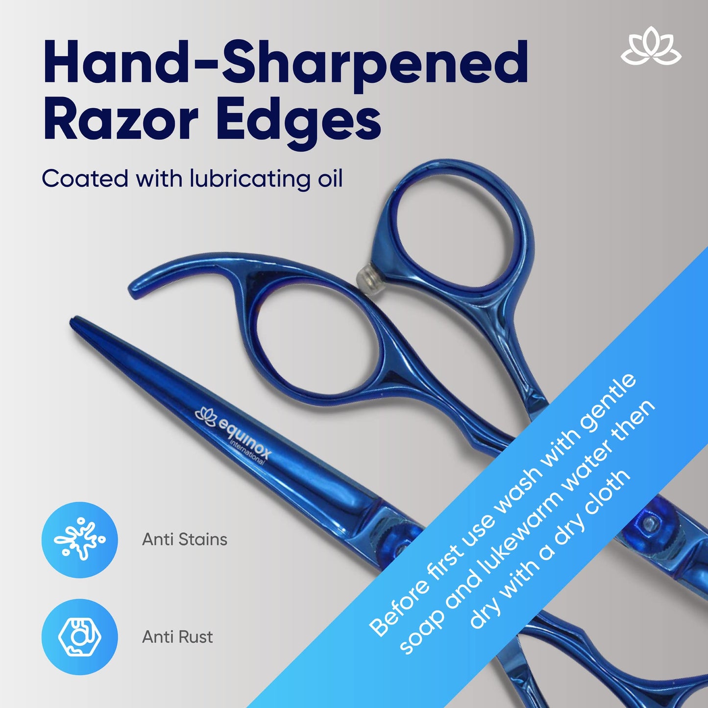 Equinox Razor Edge Series Professional Hair Scissors - 6.5” Premium Japanese Stainless Steel Hair Cutting Scissors, Hair Shears for Hair Cutting, Barber Accessories & Hair Salon Supplies - Blue