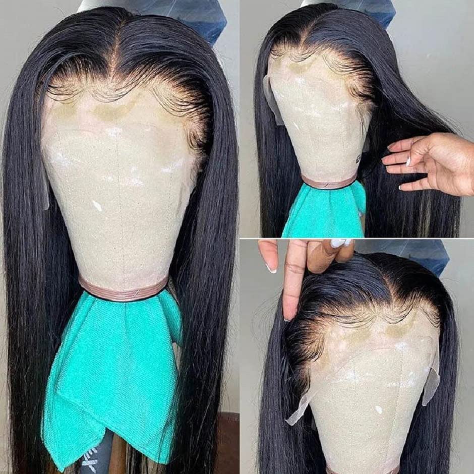 Eileen 13x4 HD Lace Front Wigs Human Hair Straight 28 Inch 180 Density Glueless Wigs Human Hair Straight Lace Frontal Wigs Human Hair Closure Wig Human Hair for Women Natural Black