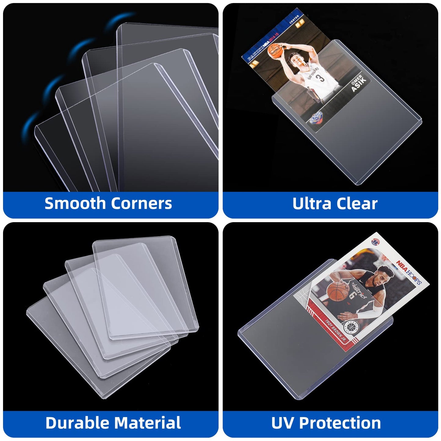 1000 Card Sleeves Top Loaders for Cards, Arjiekwei 3"X4" Baseball Card Protectors Hard Plastic, Premium Toploaders Card Holder for Sports Football Trading Cards (500 Toploaders + 500 Penny Sleeves)
