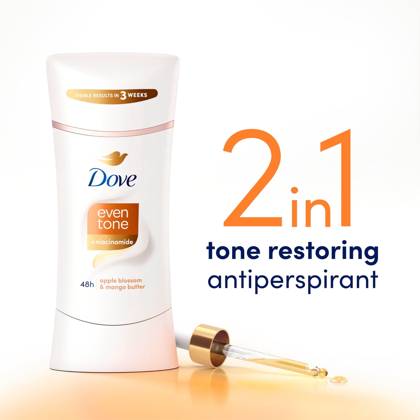 Dove Even Tone Antiperspirant Deodorant Stick Apple Blossom & Mango Butter For Uneven Skin Tone 2.6 oz