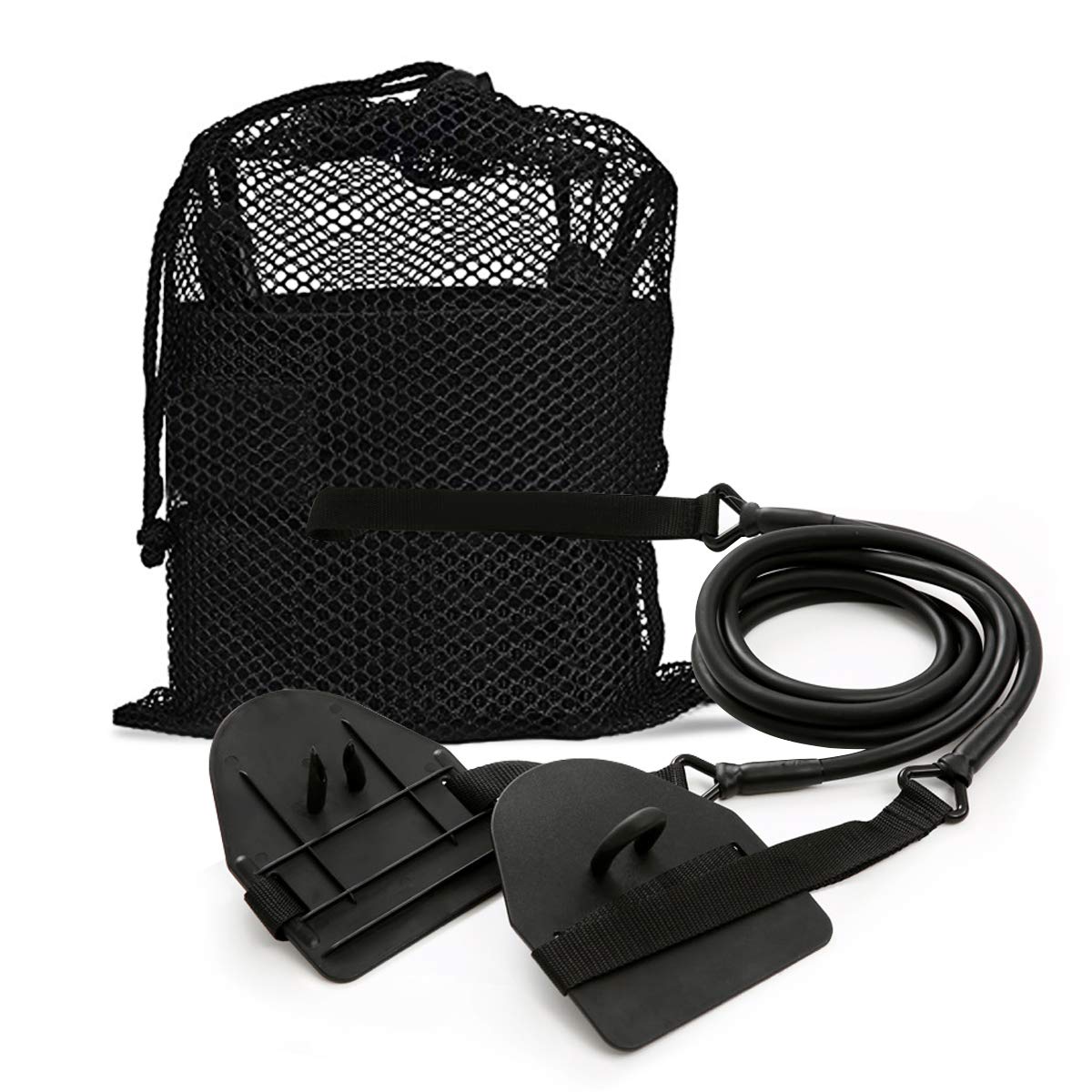 Dryland Powercord with Paddles,Swimming Arm Strength Trainer, Professional Freestyle Swimming Resistance Exercise Bands Set