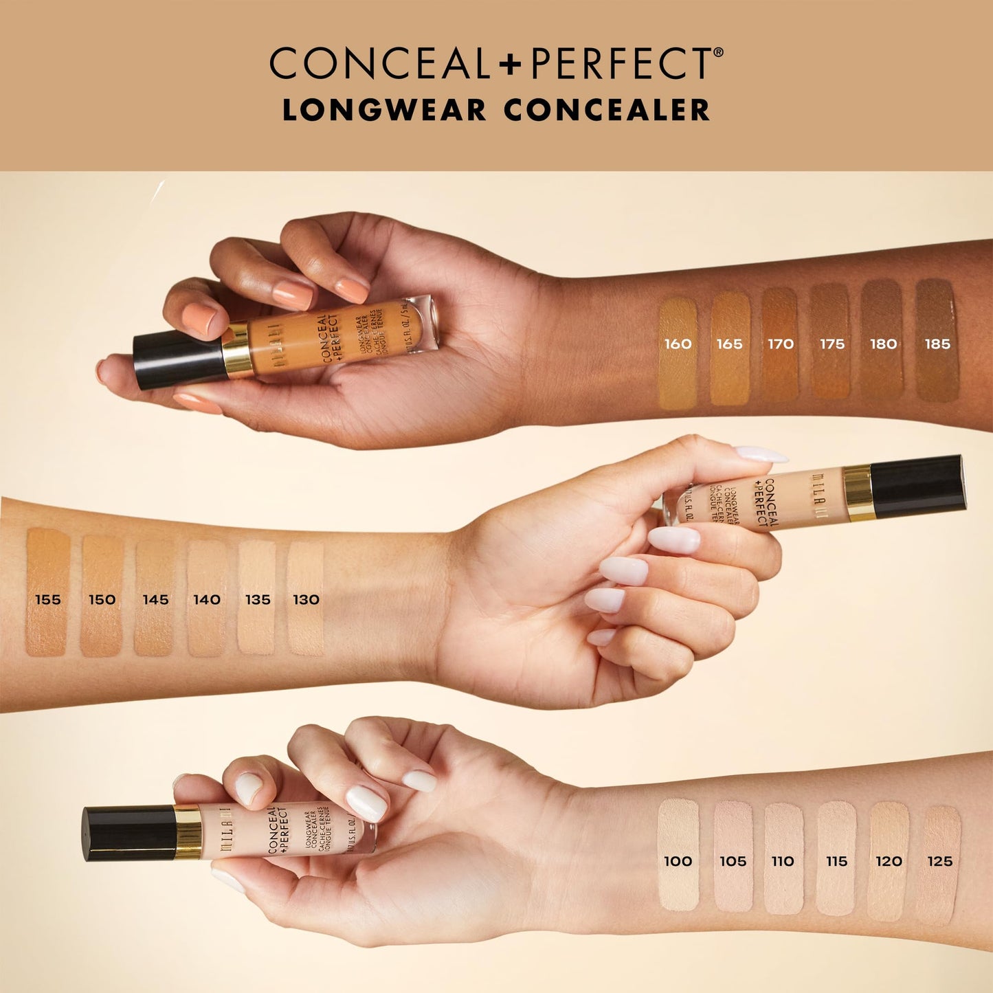 Milani Conceal + Perfect Longwear Concealer - Warm Almond (0.17 Fl. Oz.) Vegan, Cruelty-Free Liquid Concealer - Cover Dark Circles, Blemishes & Skin Imperfections for Long-Lasting Wear
