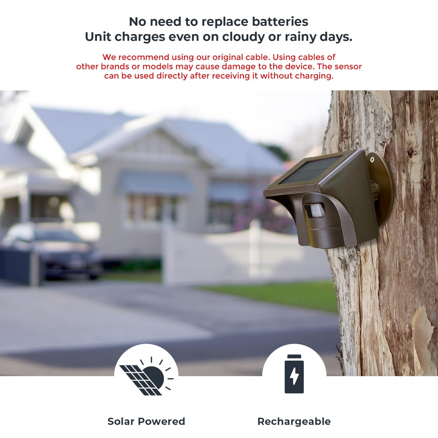 eMACROS Long Range Solar Wireless Driveway Alarm Outdoor Weather Resistant Motion Sensor & Detector-Security Alert System-Monitor & Protect Outside Property