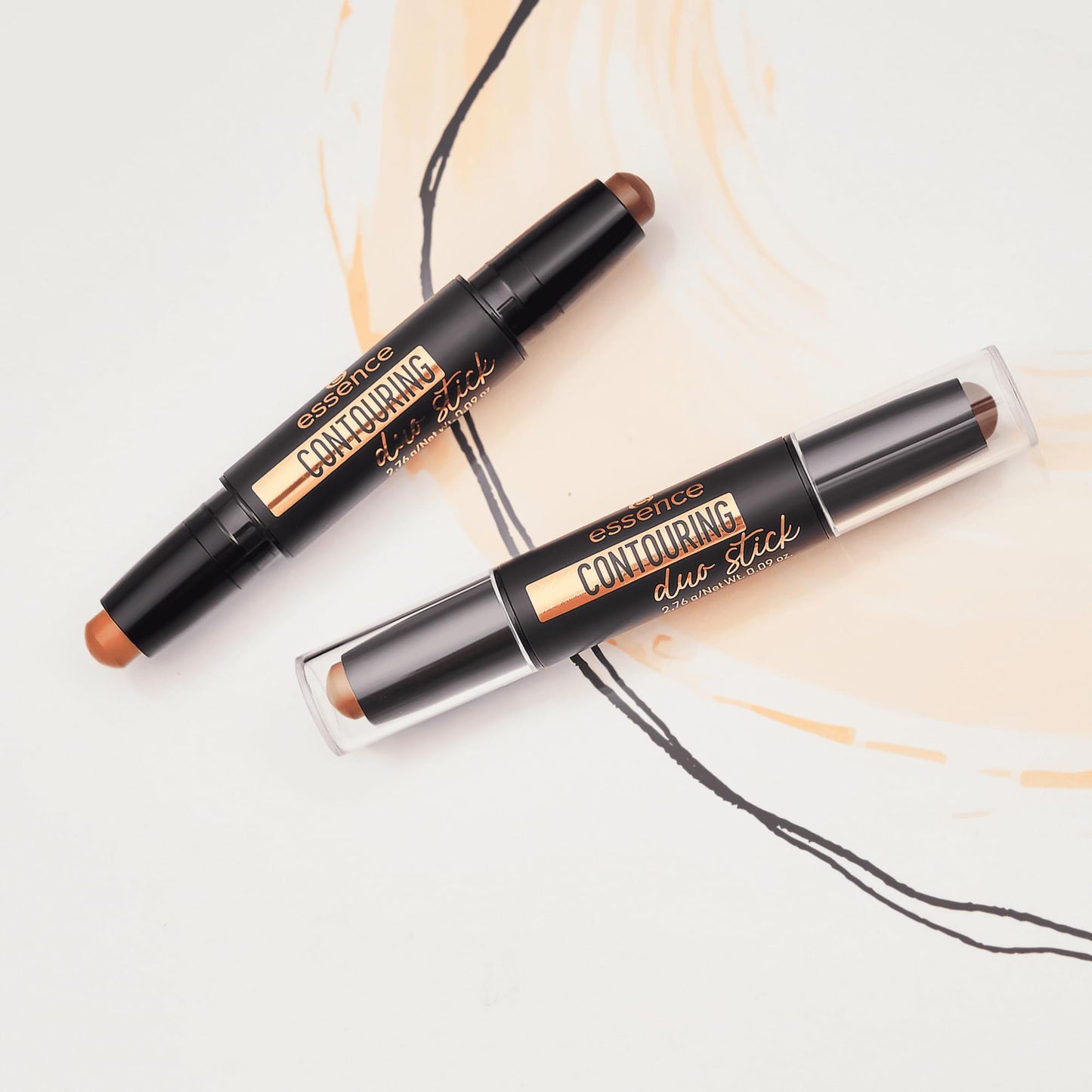 essence | Contour Duo Stick | 2-in-1 Highlight and Contour Slim Stick, Creamy, Buildable and Easy to Apply | Vegan & Cruelty Free (40 | Tan)