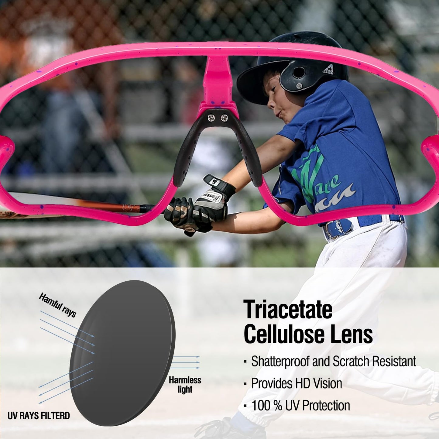 DUCO Kids Sunglasses Youth Baseball Sun Glasses Lightweight TR90 Frame UV400 Sports Cycling Shades for Boys Girls DK268