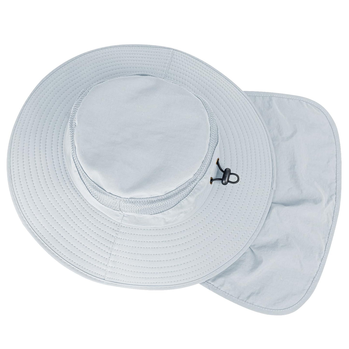 2Pack Sun Hats for Men Women Fishing Hat UPF 50+ Breathable Wide Brim Bucket Hats Summer UV Protection Safari Hat with Neck Flap Black/Light Grey