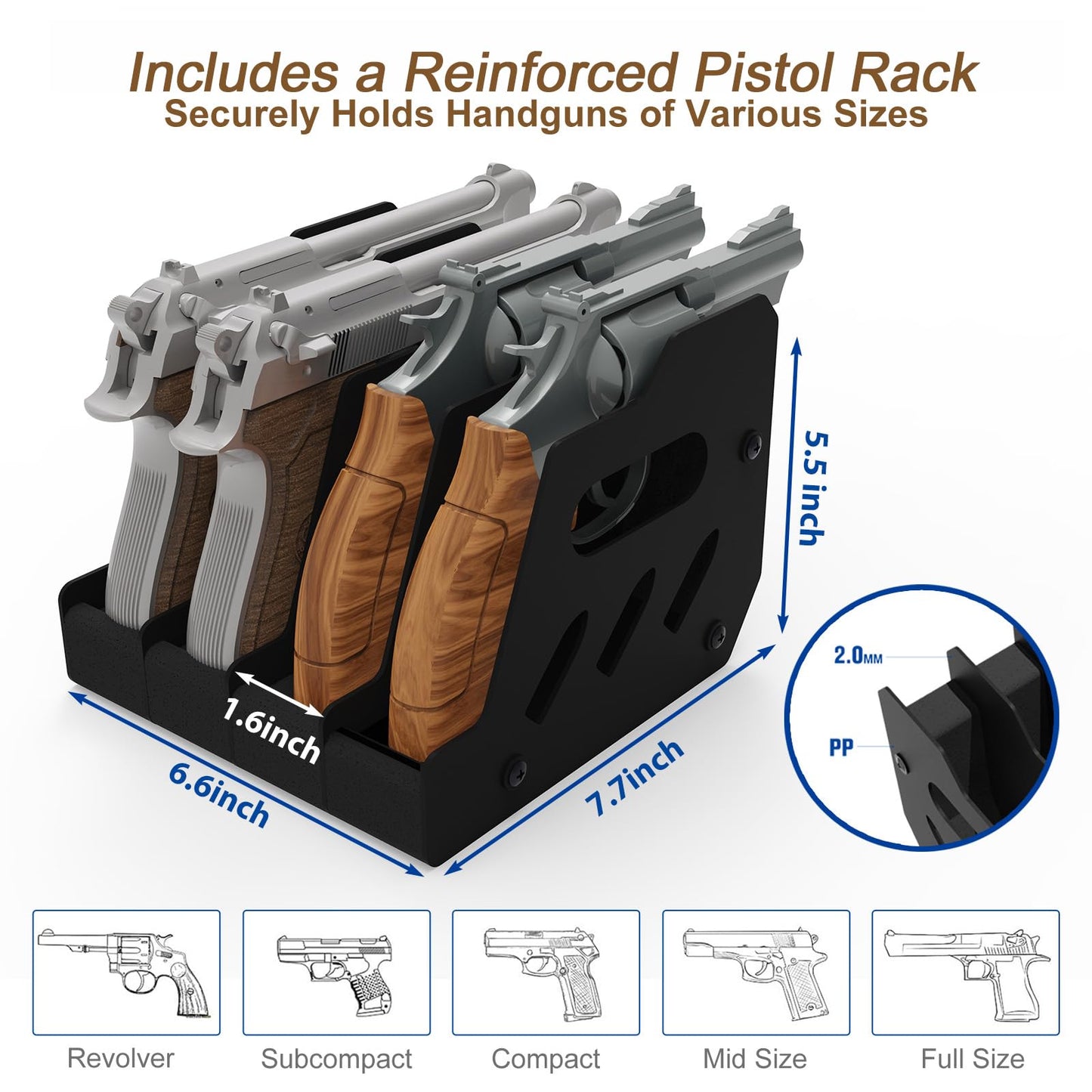 2.3 Cu.Ft. Home Safe Box with Gun Rack, Fireproof Waterproof Security Safes with Fireproof Bag, Dual Code, Adjustable Shelf, Anti-Scratch Mat & Mounting Kit, Large Safe for Pistols & Valuables