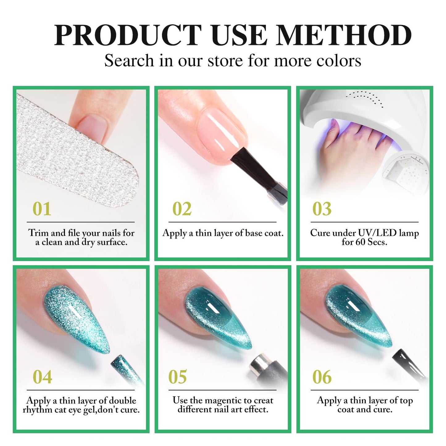 Double Rhythm Jelly Glass Cat Eye Gel Polish with Magnet 15ML Holographic Glitter Shimmer Translucent Sheer Color Magnetic Nail Polish Salon DIY at Home (Spring Green-MC1067)