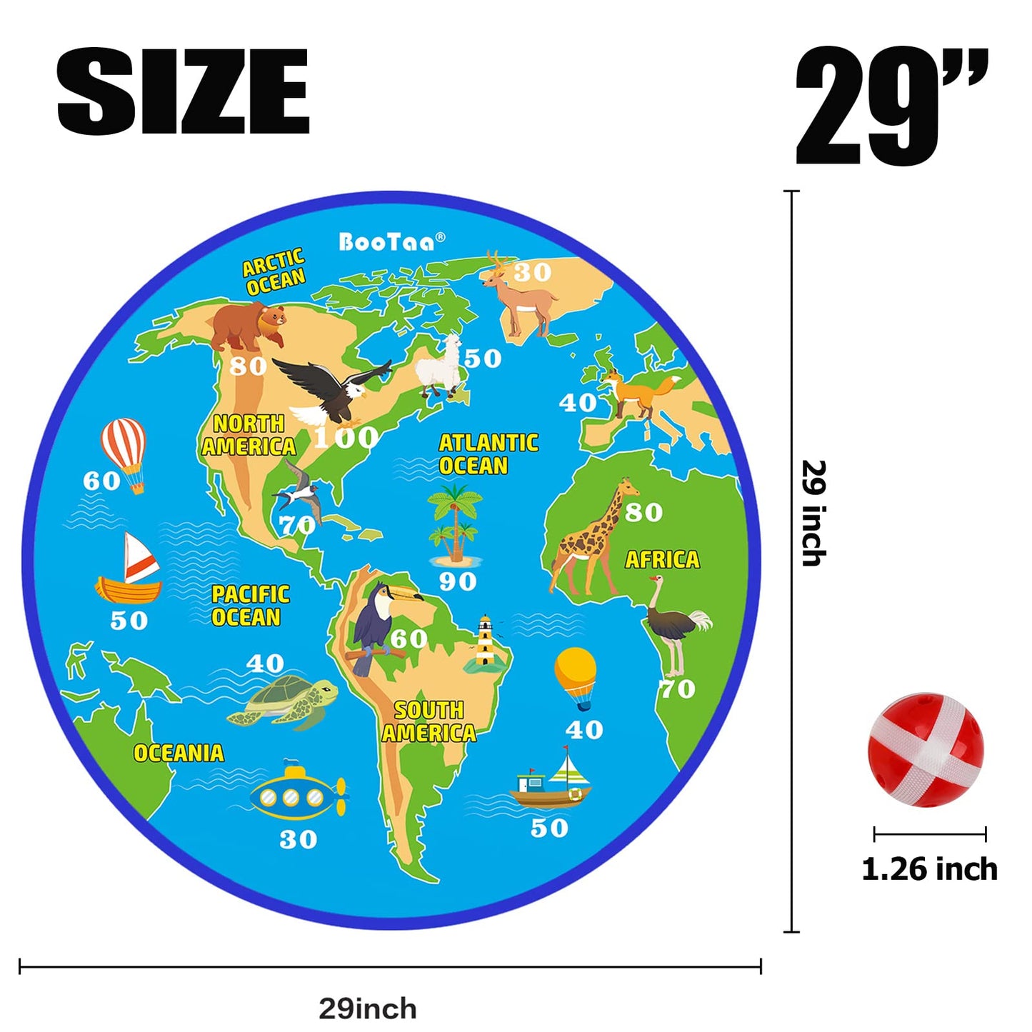 29" Large Dart Board for Kids, BooTaa Kids Dart Board with 12 Sticky Balls, Boys Toys, Indoor/Sport Outdoor Fun Party Play Game Toys, Birthday Gifts for 3 4 5 6 7 8 9 10 11 12 Year Old Boys Girls