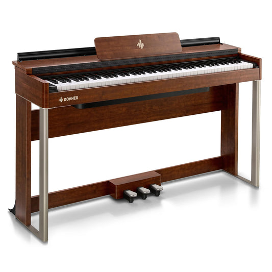 Donner Digital Piano with 88 Key Dynamic Graded Hammer Action Weighted Keyboard Piano, DDP-200 Upright Digital Piano for Professional with LCD Screen/5 Reverb/BT MIDI/Three Pedal