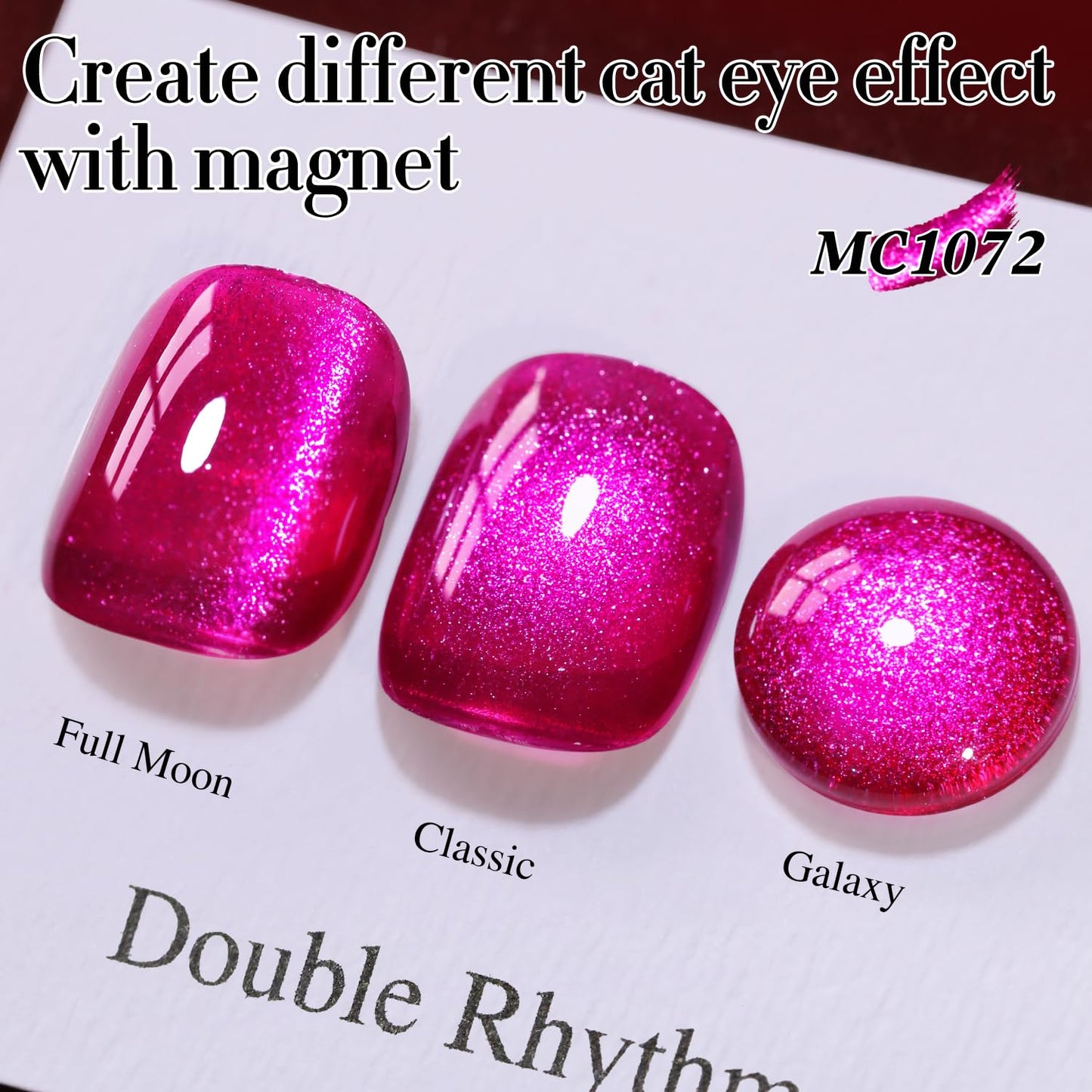 Double Rhythm 15ML Ice Glass Cat Eye Gel Polish with Magnet Holographic Glitter Shimmer Translucent Sheer Color Salon Soak Off Magnetic at Home (Purple Red-MC1072)