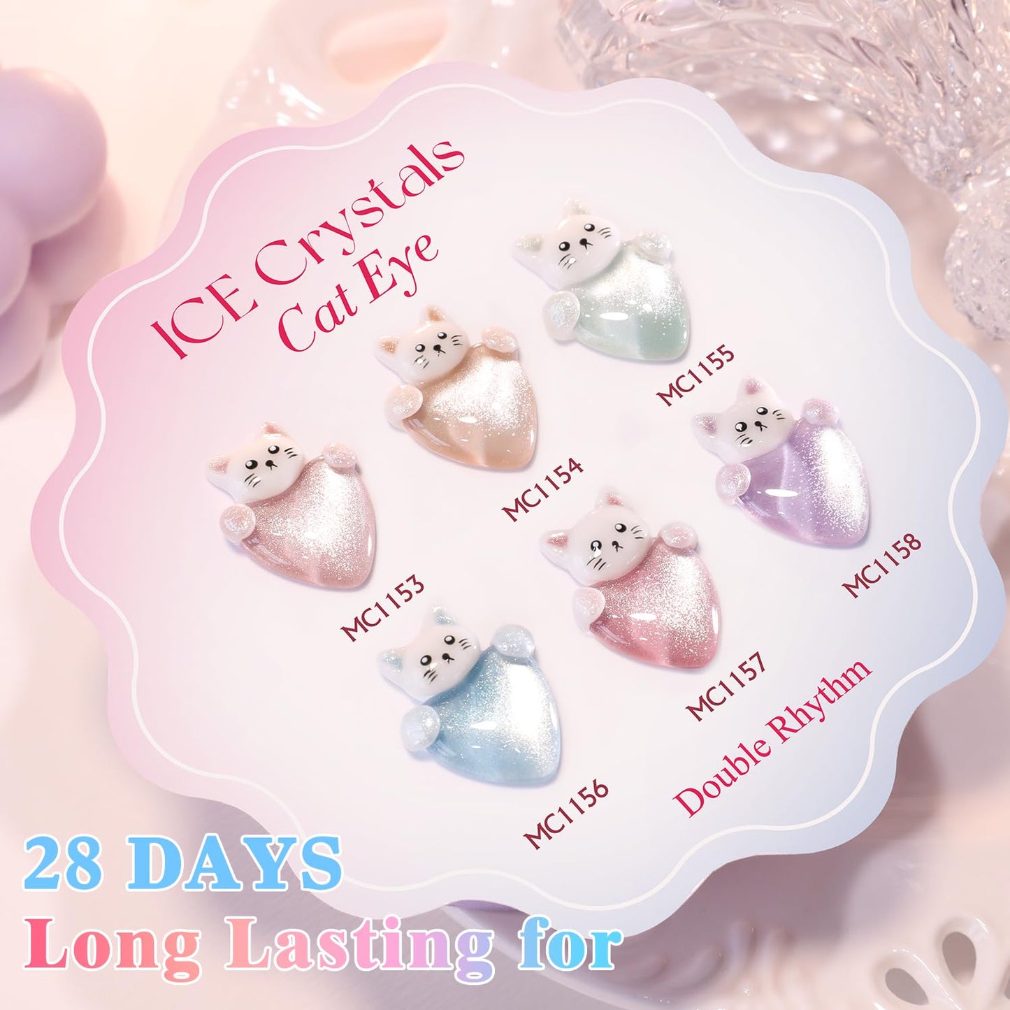 Double Rhythm Cat Eye Gel Nail Polish Set of 6 Same Color Same Bottle 0.5 Oz Shimmer Glitter with Magnet Holographic Reflective Magnetic UV Nail Polish Kit at Home (Silver Nude Pink Blue Purple-T6-28)