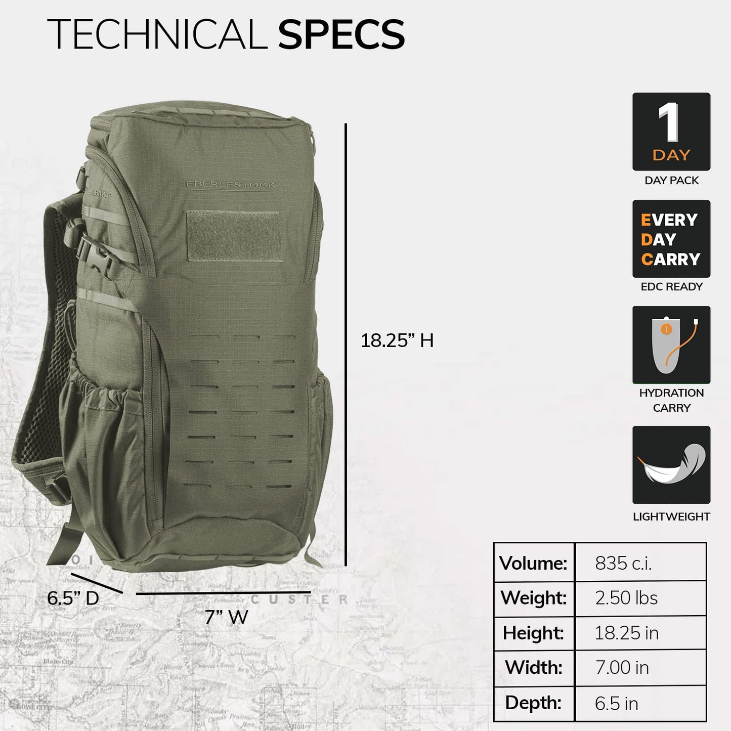 Eberlestock Bandit Pack - Rugged EDC Backpack Built For The Office Or The Outdoors (Military Green)