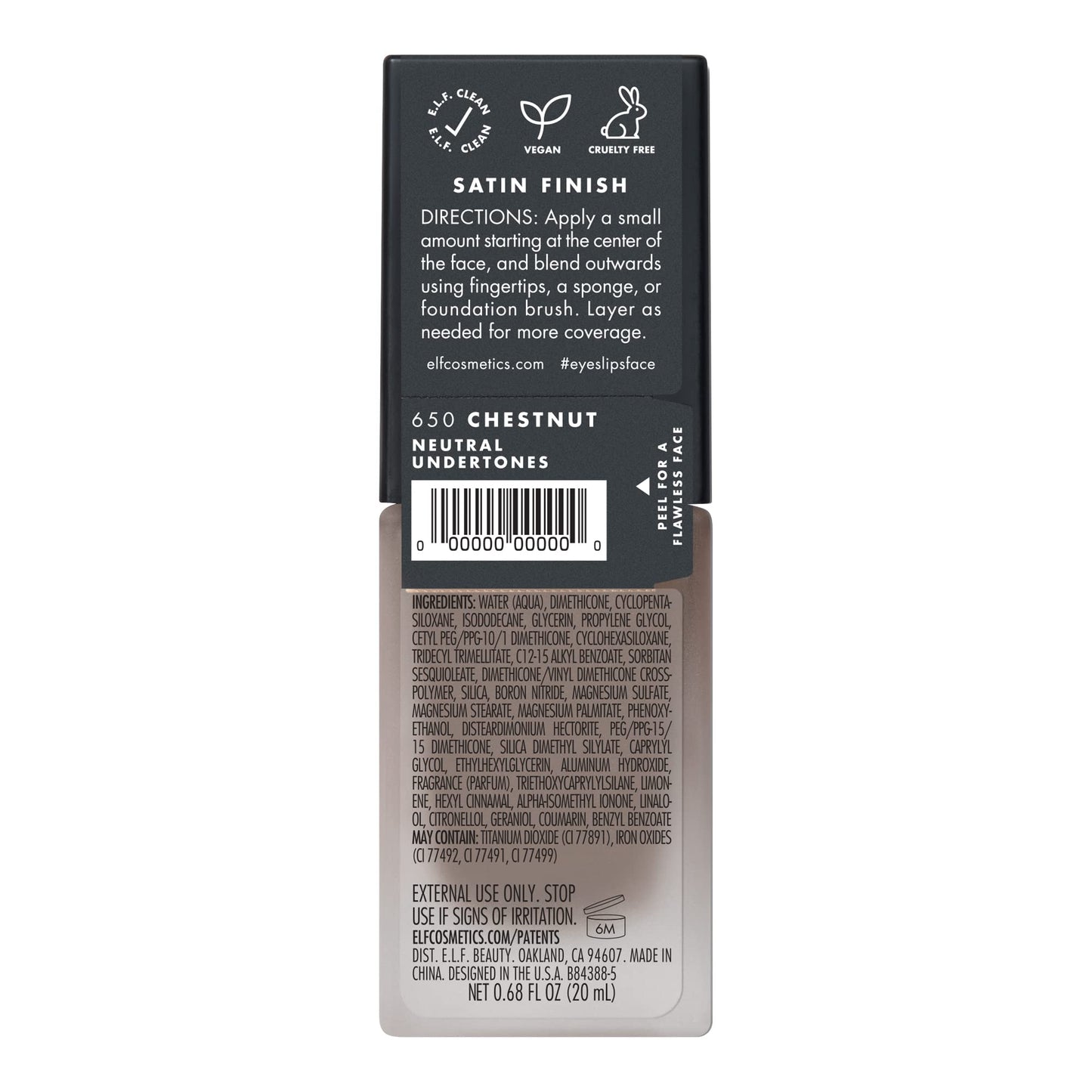 e.l.f. Flawless Finish Foundation | Lightweight, Medium Coverage & Semi-Matte | Chestnut | 0.68 Fl Oz (20mL)