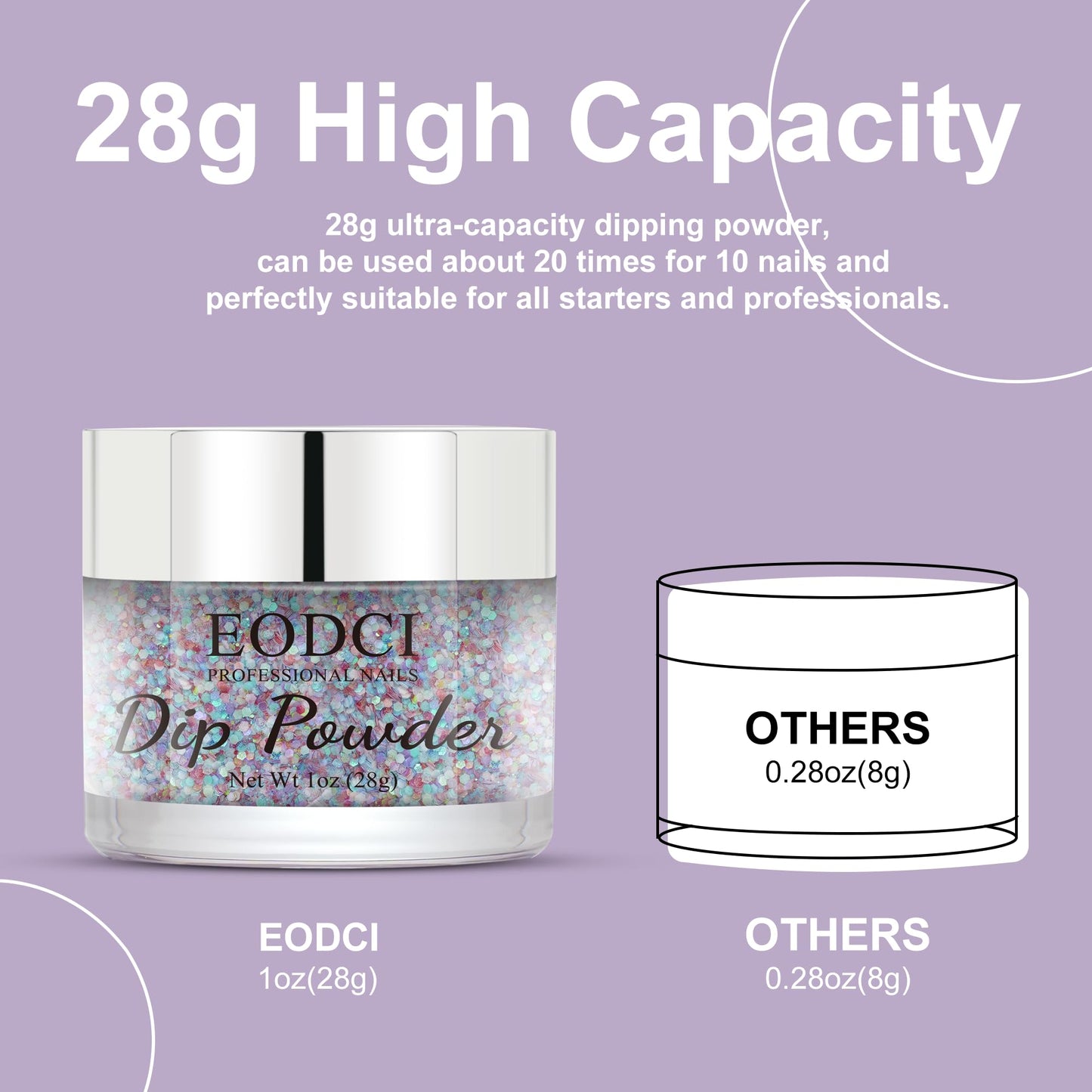 EODCI Nail Dip Dipping Powder,1 Oz/28g Glitter Purple Green Color Dipping Powder French Nails Art Starter Manicure DIY Salon Home Gift for Women,No Need Nail Lamp Cured