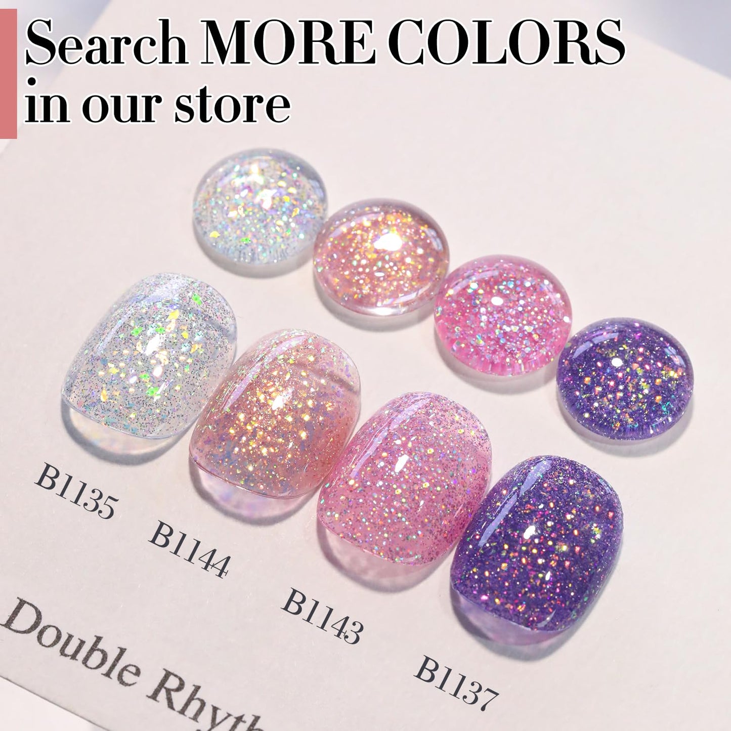 Double Rhythm 15ML Glitter Gel Polish Shimmer Reflective Holographic Color Magnetic for Nail Art Salon DIY at Home (B1144)