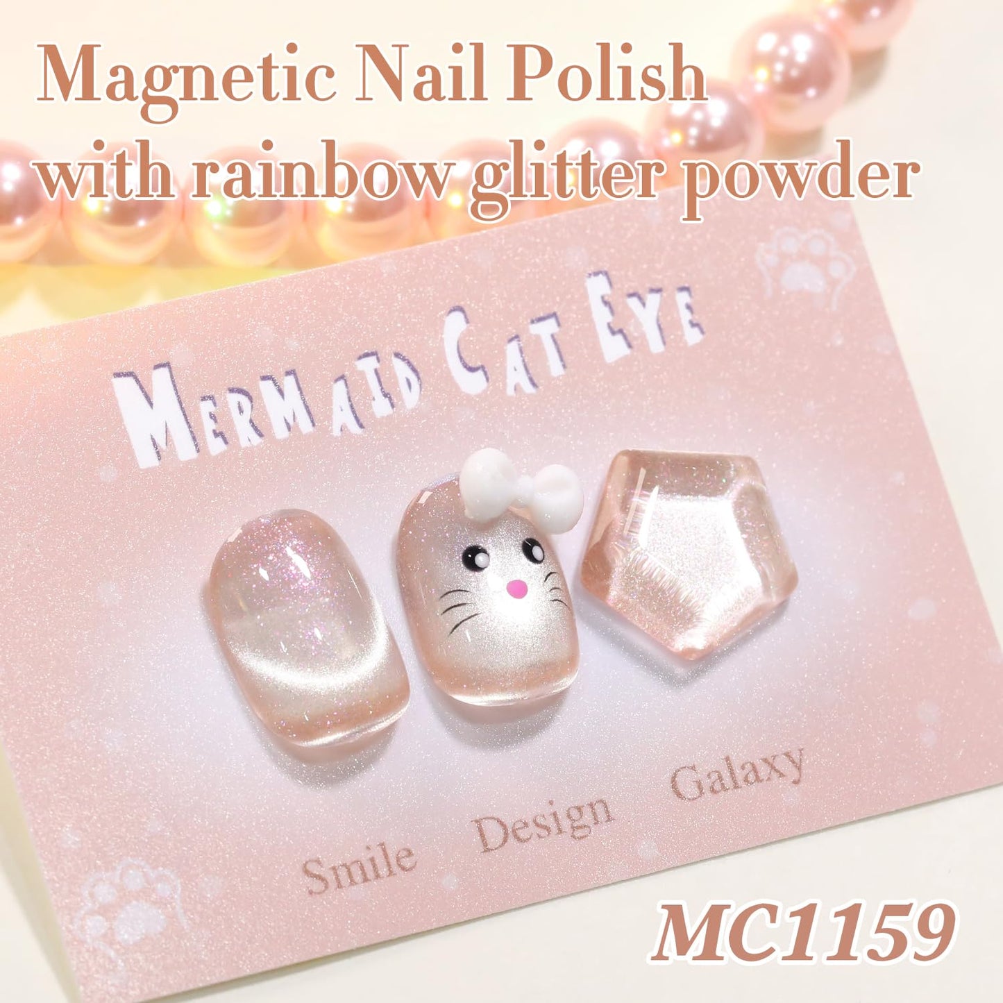 Double Rhythm 0.5 Oz Cat Eye Gel Polish with Magnet Same Color Same Bottle Holographic Glitter Shimmer Translucent Color Salon Soak Off Magnetic Nail at Home (Nude Apricot-MC1159)