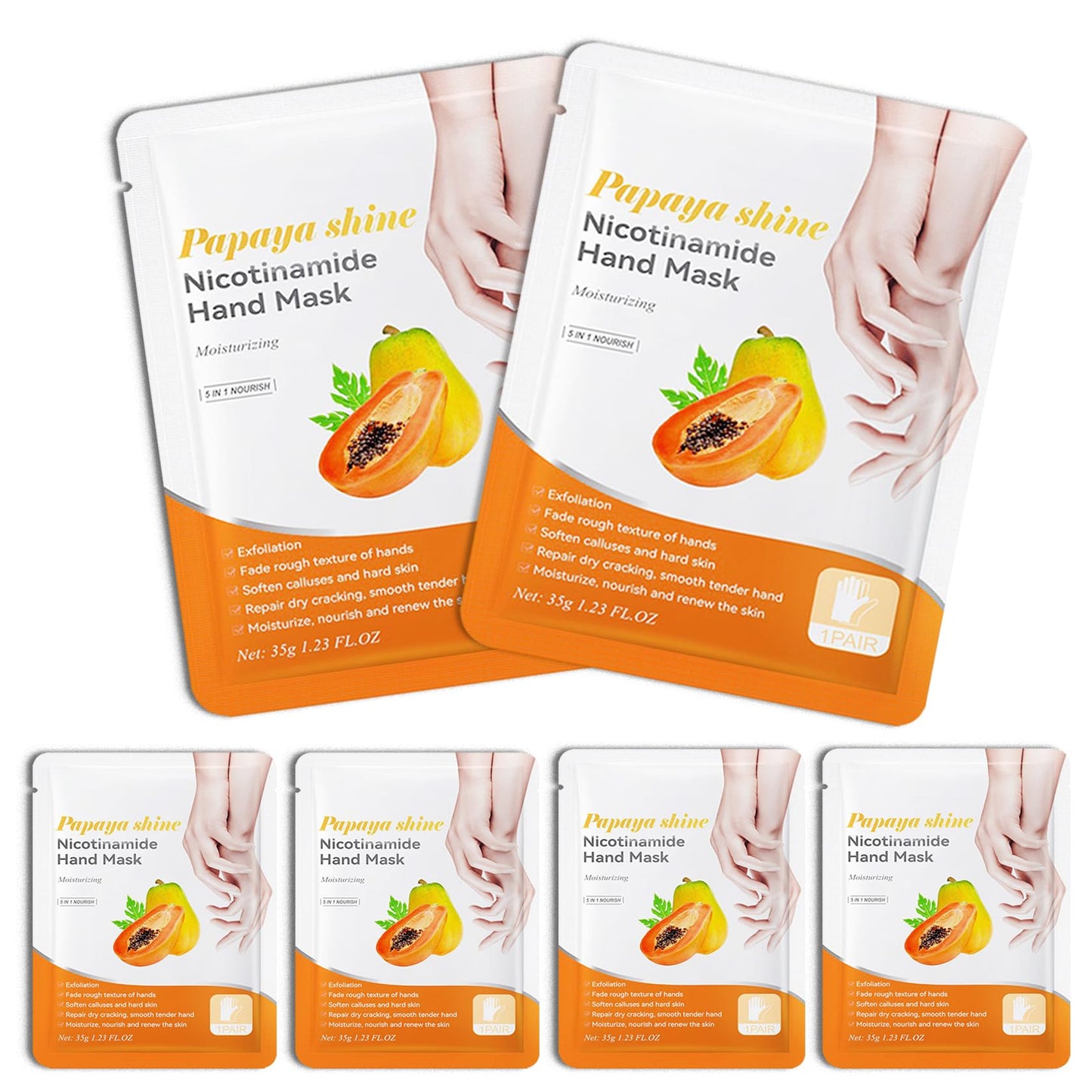 DWDiWen Hand Masks, 6 Pairs Hydrating Exfoliating Hand Peeling Mask, Smooth Hand Masks Moisturizing Gloves Overnight for Dry, Rough, Cracked Hands, Hand Skin Moisturizer Glove for Women Men(M