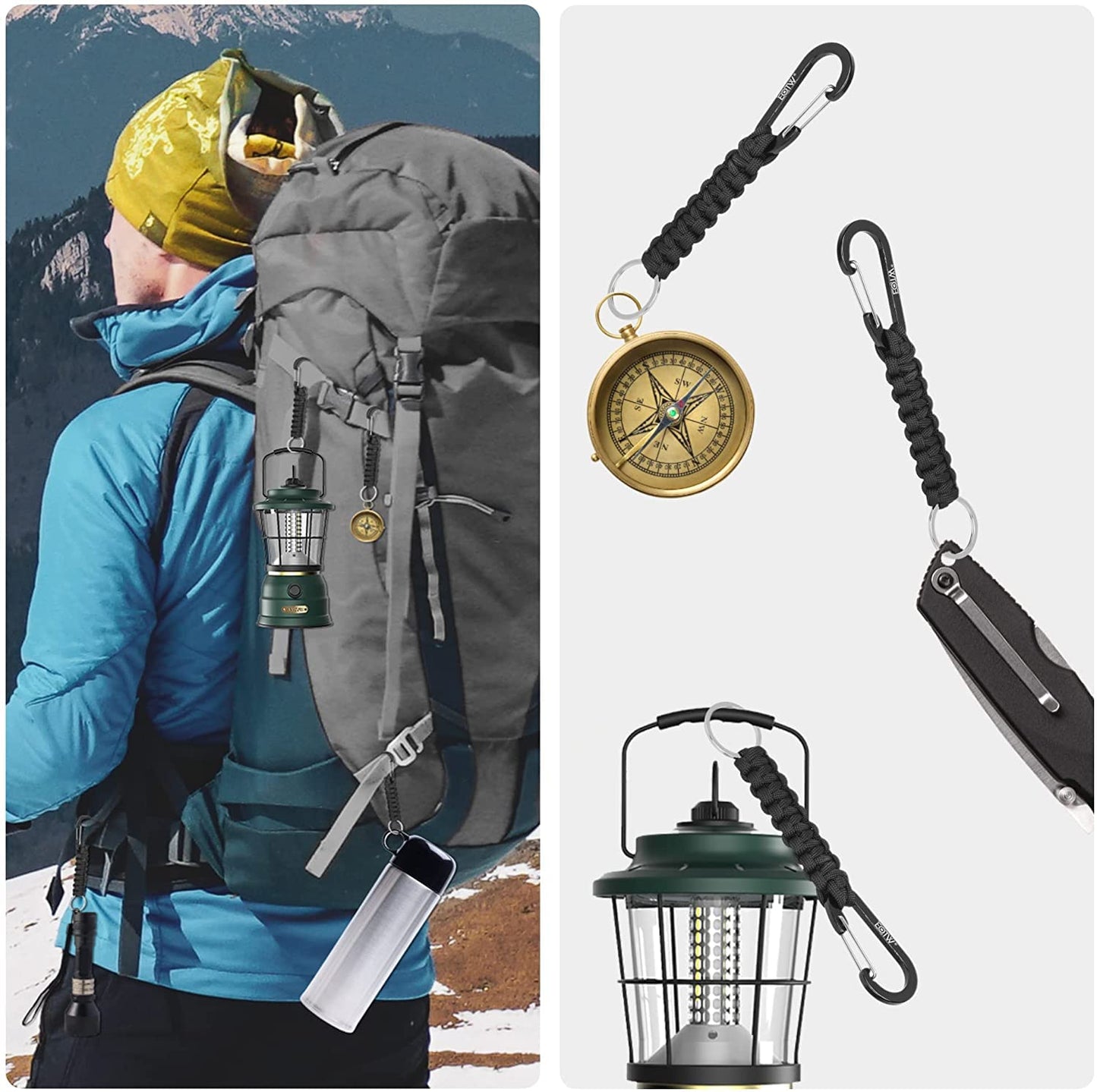 EOTW Carabiner Keychain, Small Carabiner Clip with Paracord Keychain Mini Aluminum D Ring Key Organizer
