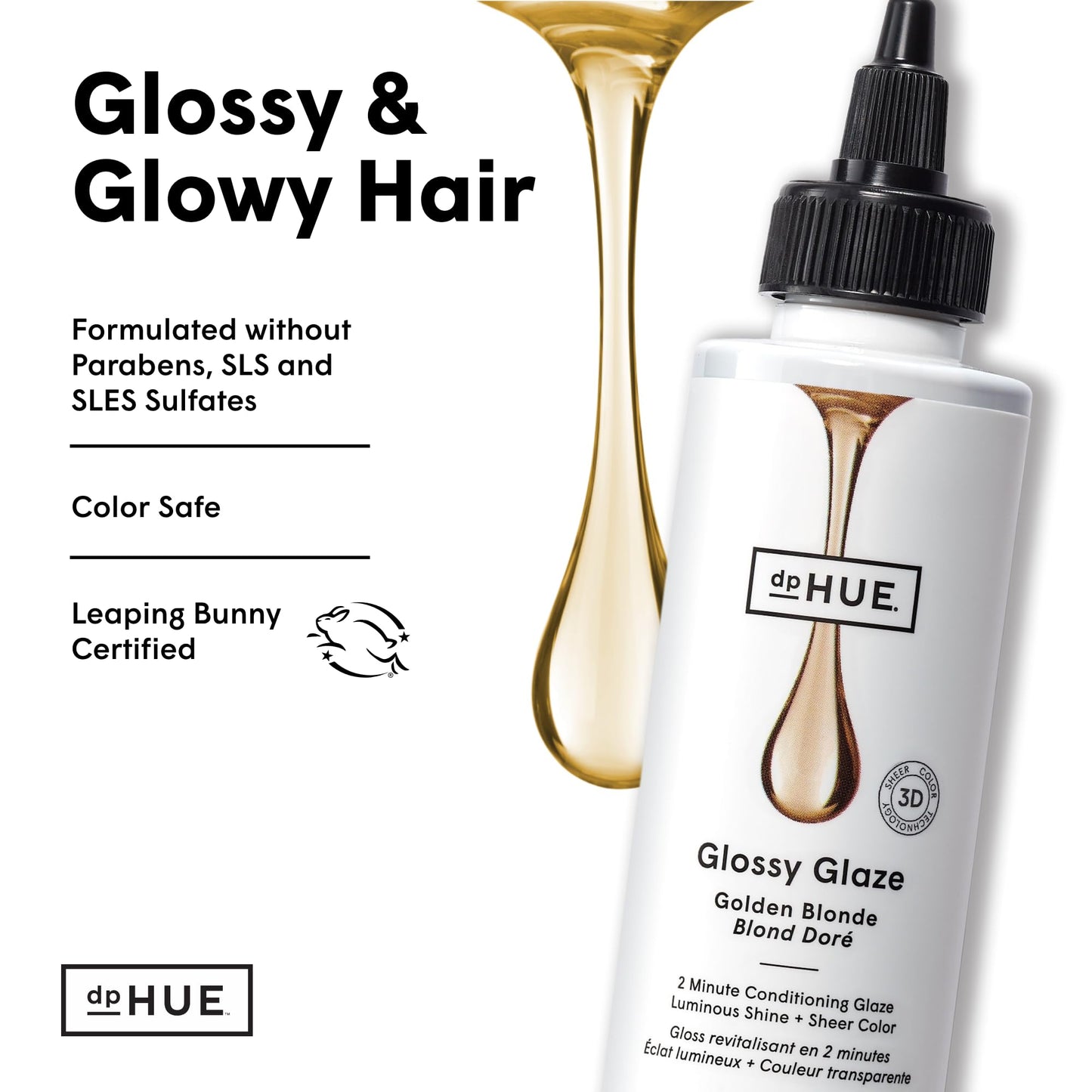 dpHUE Glossy Glaze, Golden Blonde - 4 fl oz - In-Shower Conditioning Glaze for Luminous Shine & Sheer Color - Paraben, SLS & SLES Sulfate Free - Leaping Bunny Certified