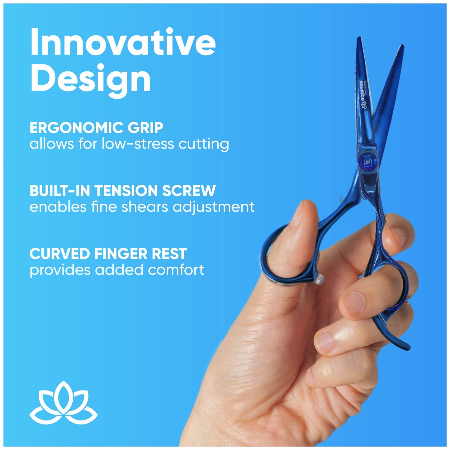 Equinox Razor Edge Series Professional Hair Scissors - 6.5” Premium Japanese Stainless Steel Hair Cutting Scissors, Hair Shears for Hair Cutting, Barber Accessories & Hair Salon Supplies - Blue