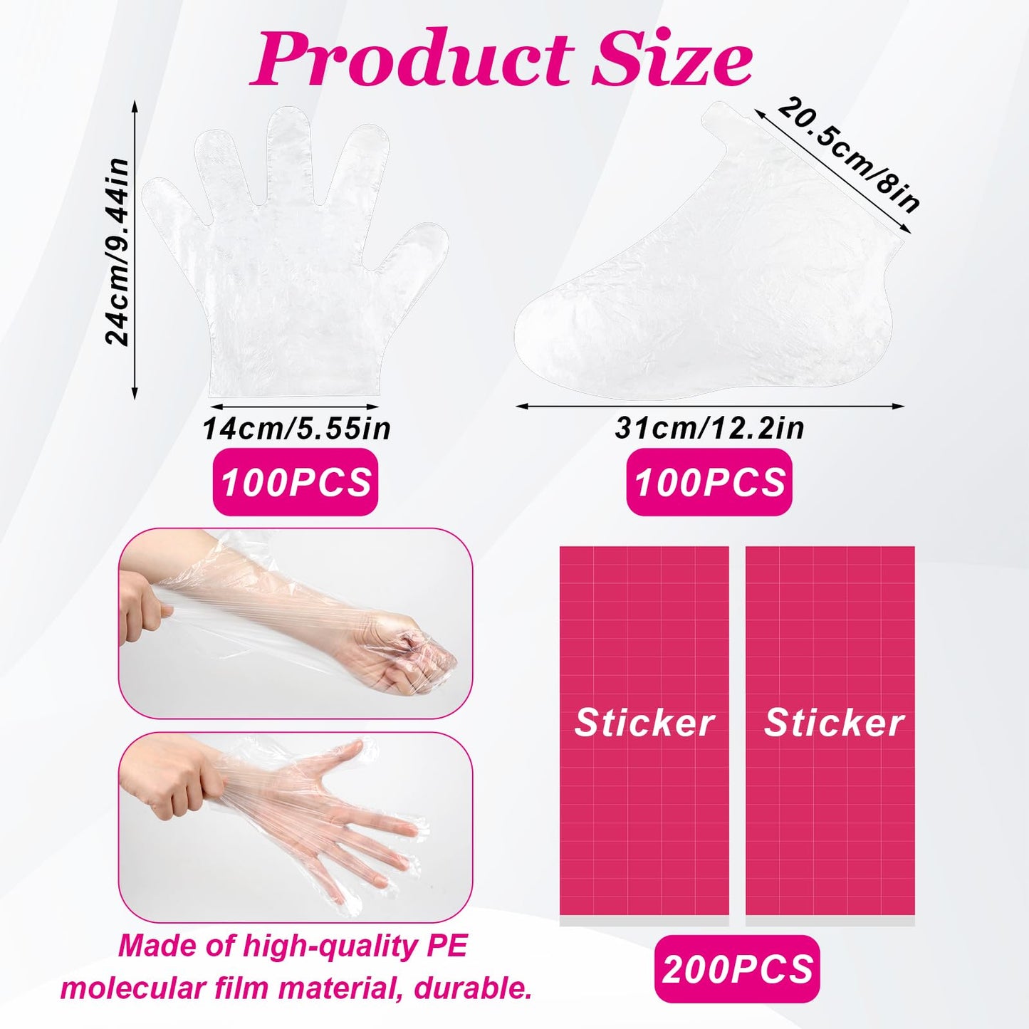 200Pcs Paraffin Wax Liners for Feet and Hand Disposable Paraffin Wax Bath Liners Plastic Hand and Foot Bags Larger and Thicker Paraffin Baths Gloves for Hand, Foot Covers