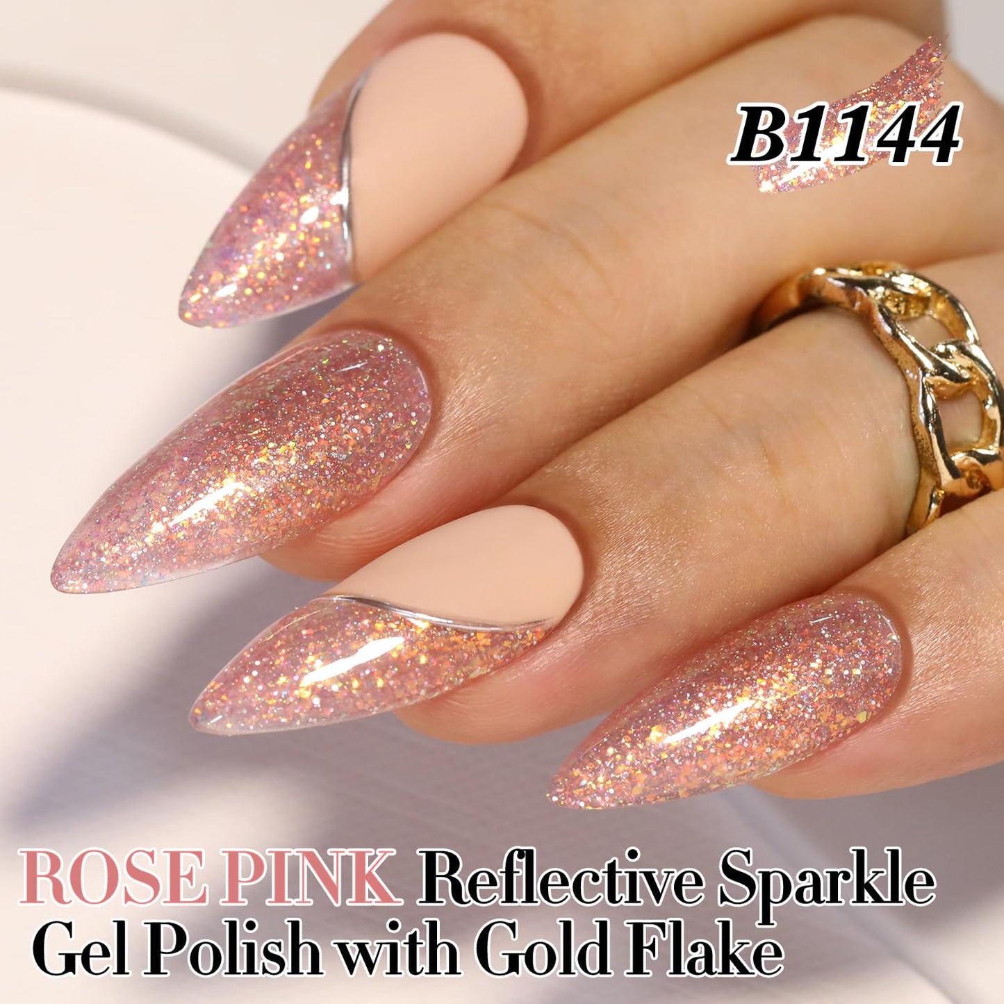 Double Rhythm 15ML Glitter Gel Polish Shimmer Reflective Holographic Color Magnetic for Nail Art Salon DIY at Home (B1144)