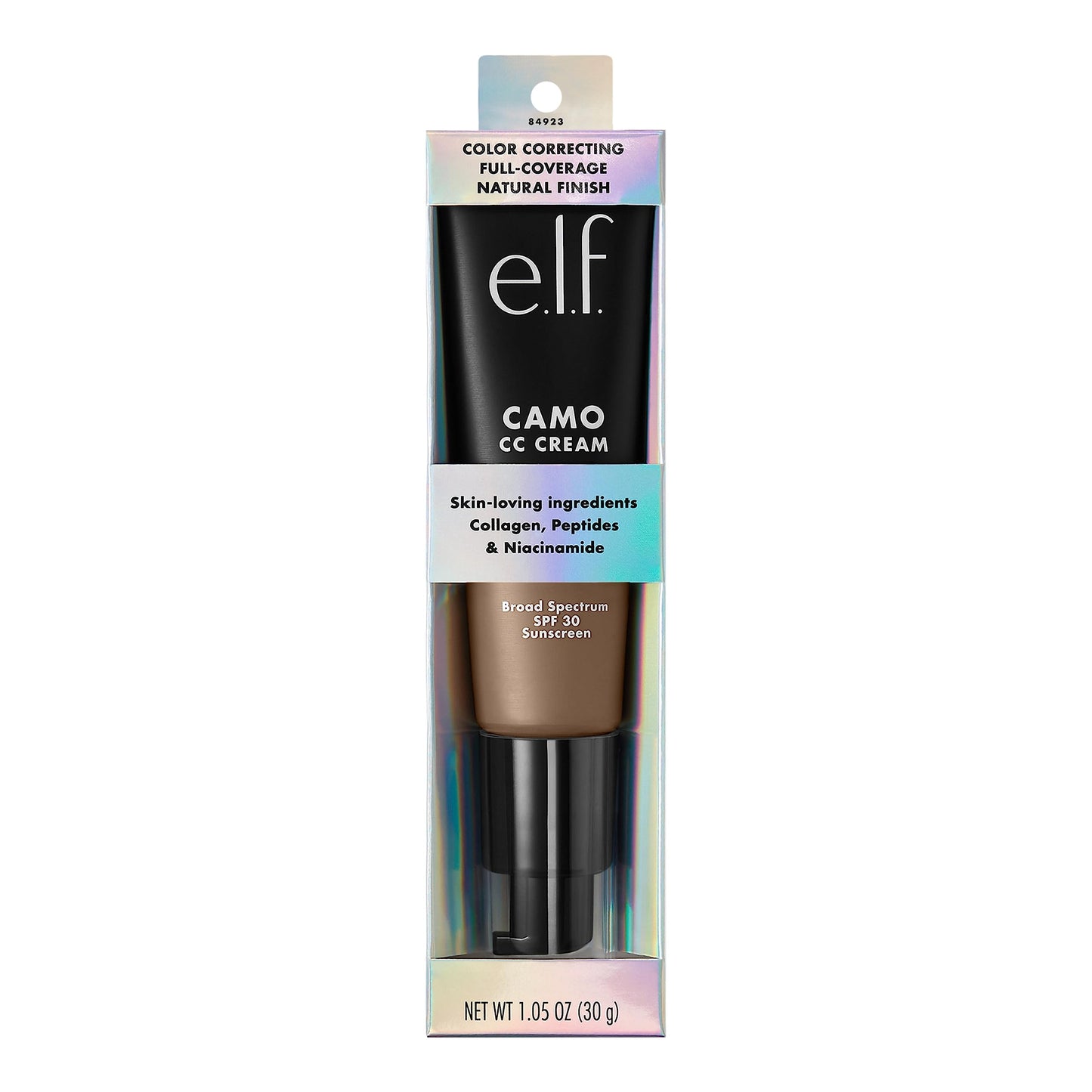 e.l.f. Camo CC Cream, SPF 30 Color-Correcting Medium-To-Full Coverage Face Foundation, Delivers An Airbrushed Finish, Vegan & Cruelty-Free, Deep 500 W
