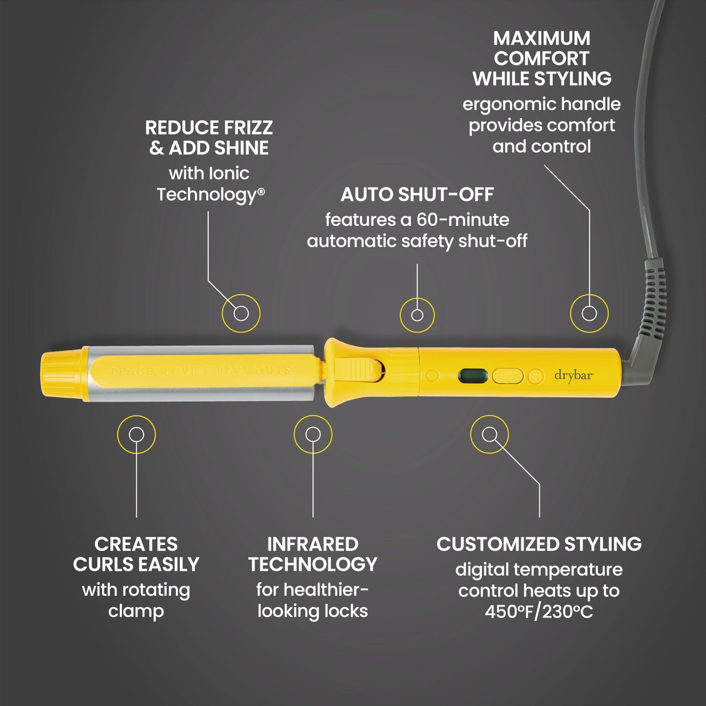 Drybar The 3-Day Bender Rotating Curling Iron – Shiny Curls and Waves – Salon-Quality Hair Curling Wand
