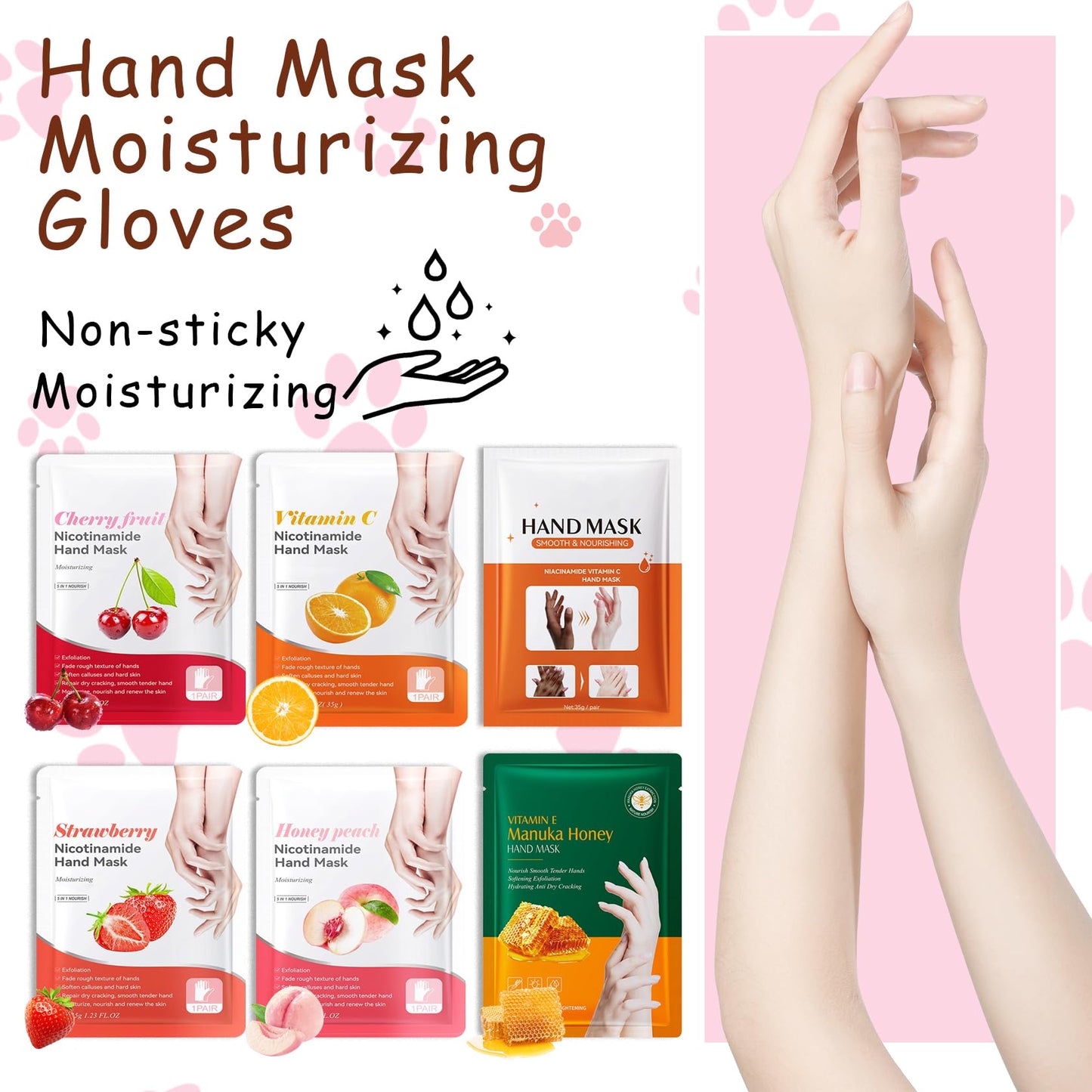 DWDiWen Hand Masks, 6 Pairs Hydrating Exfoliating Hand Peeling Mask, Smooth Hand Masks Moisturizing Gloves Overnight for Dry, Rough, Cracked Hands, Hand Skin Moisturizer Glove for Women Men(B