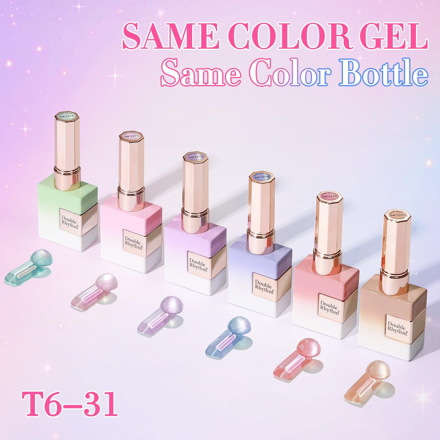 Double Rhythm 15ML Glass Cat Eye Gel Polish with Magnet Same Color Same Bottle Holographic Glitter Shimmer Salon Soak Off Magnetic Nail at Home (Mermaid Purple-MC1173)