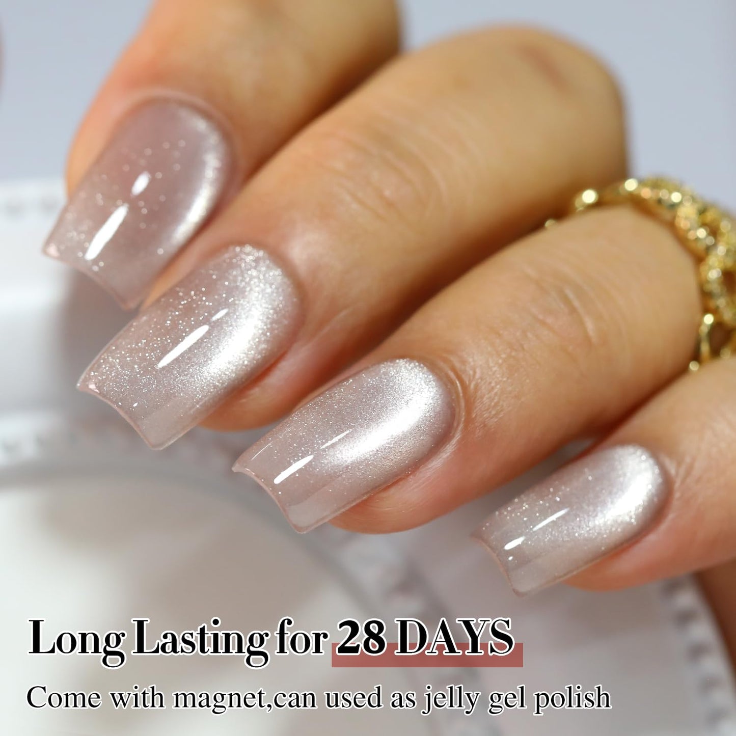 Double Rhythm 0.5 OZ Cat Eye Gel Polish with Magnet 15ML Holographic Glitter Shimmer Translucent Jelly Color Magnetic Polish Salon DIY at Home (MC1020)