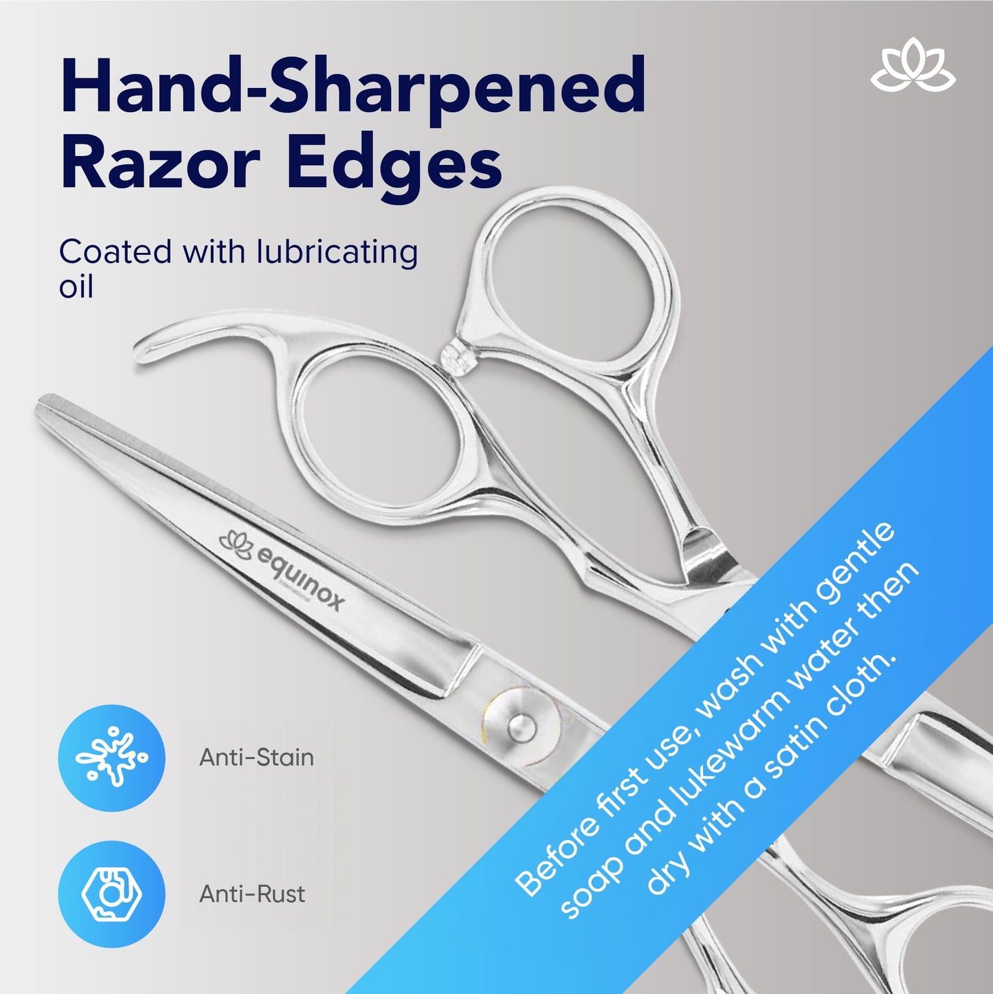 Equinox 6.5" Professional Hair Cutting Scissors for Men & Women - Ice Tempered, Silver - Hair Cutting Shear Professional - Barber Scissor Professional - Shears for Hair Cutting - Haircut Scissors