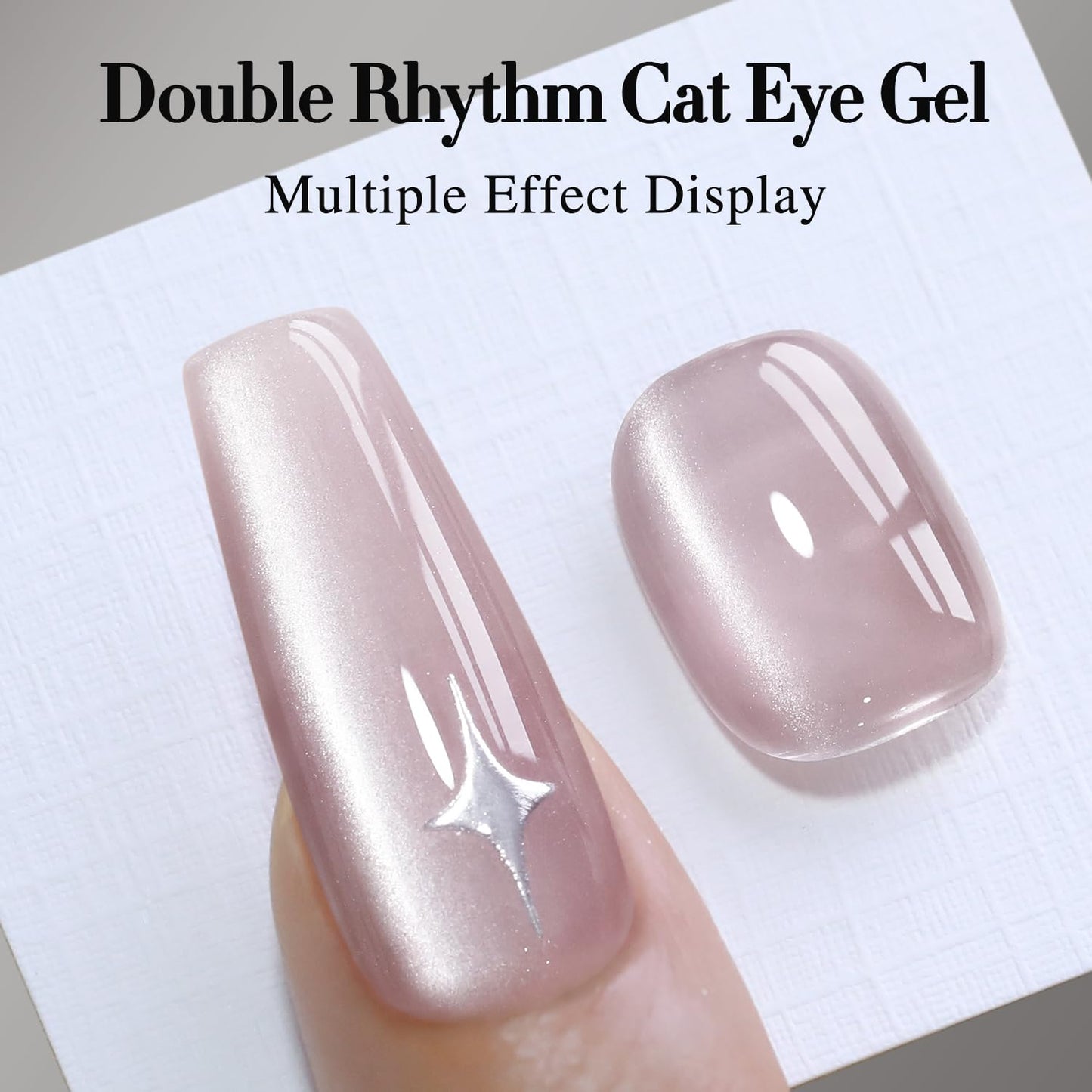 Double Rhythm Jelly Glass Cat Eye Gel Polish with Magnet 15ML Holographic Glitter Shimmer Translucent Sheer Color Magnetic Nail Polish Salon DIY at Home (Jelly Pale Purple-MC1100)
