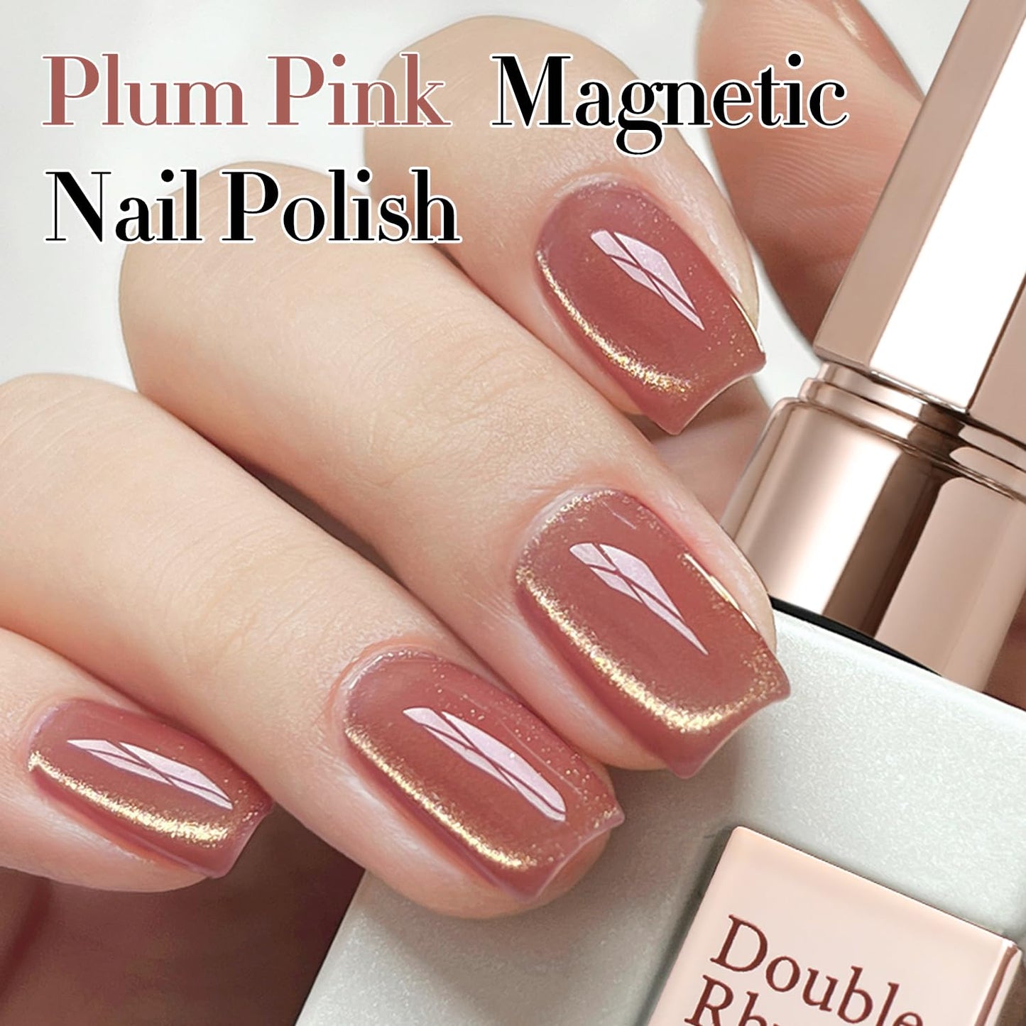 Double Rhythm 15ML Ice Glass Cat Eye Gel Polish with Magnet Holographic Glitter Shimmer Translucent Sheer Color Salon Soak Off Magnetic Nail at Home (Plum Purple-MC1124)
