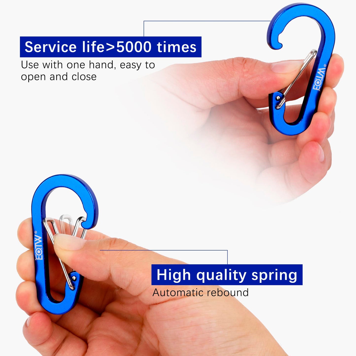 EOTW Carabiner Keychain, Small Carabiner Clip with Paracord Keychain Mini Aluminum D Ring Key Organizer