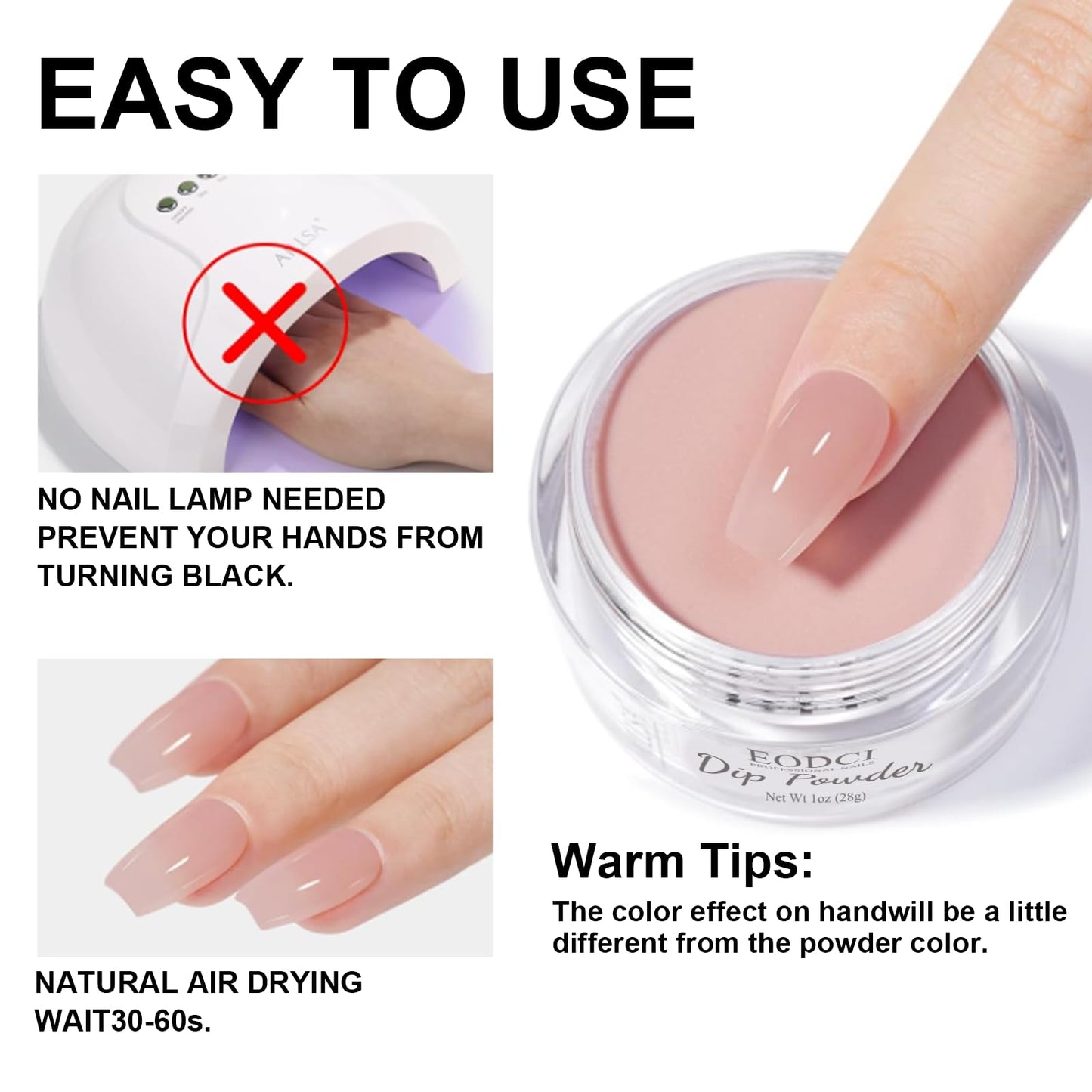 EODCI Dip Powder Nail, Shiny Orange Shimmer Dipping powder No Needed UV/LED Lamp Curing Long lasting Nail Art Manicure DIY Salon Kit Gifts for Mom