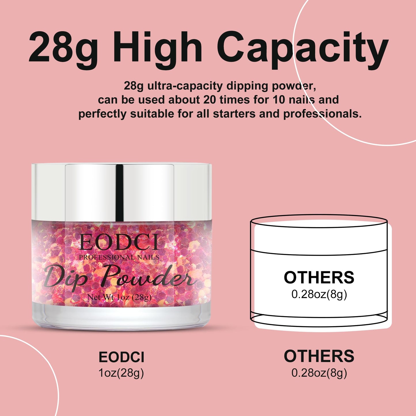 EODCI Glitter Light Blue Dip Powder, Orange Glitter Dip Powder Nail Color Refills, 1oz/28g, Pro Dipping Powder System for Nail Art DIY at Home/Salon
