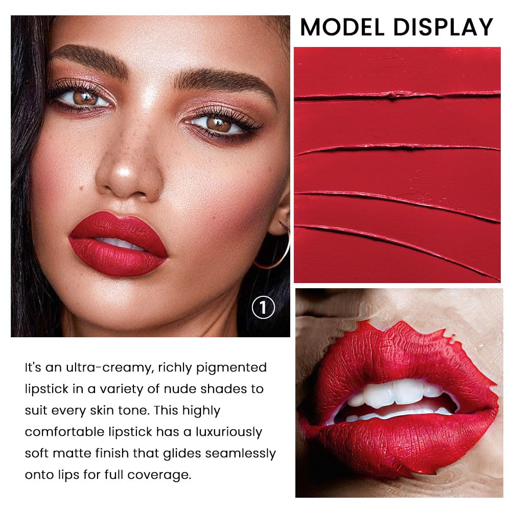 3 Pcs Matte Velvet Lipstick for Women Set,Nude Long Lasting Matte Lip Stick 24H Waterproof for Girls Natural Lip Makeup,Matte Non-Stick Lipstick Makeup for Women,labiales magicos 24 horas originales