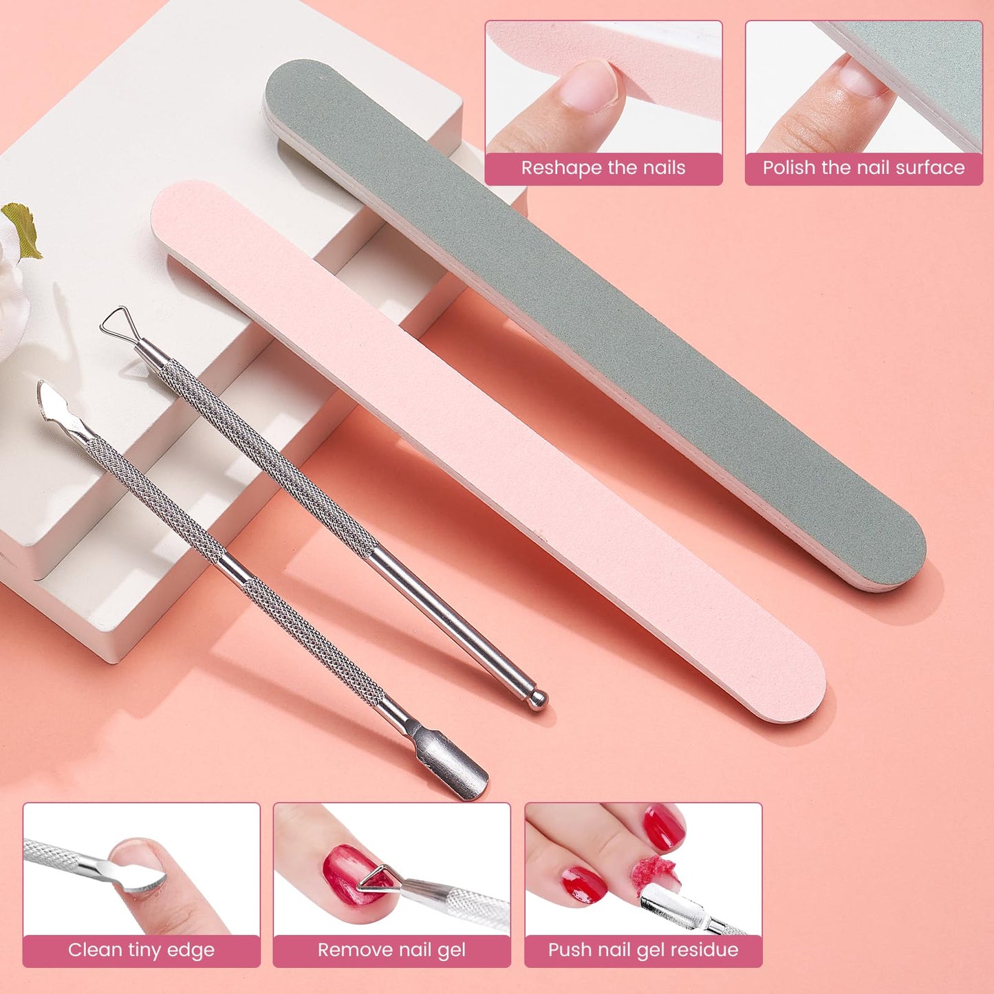 Dual Nail Soaking Bowl Acetone Proof: Soak Off Gel Nail Polish Dip Powder Remover Bowl- Cut the Soaking Time in Half Manicure Bowl for Salon Home (D2-Pink)