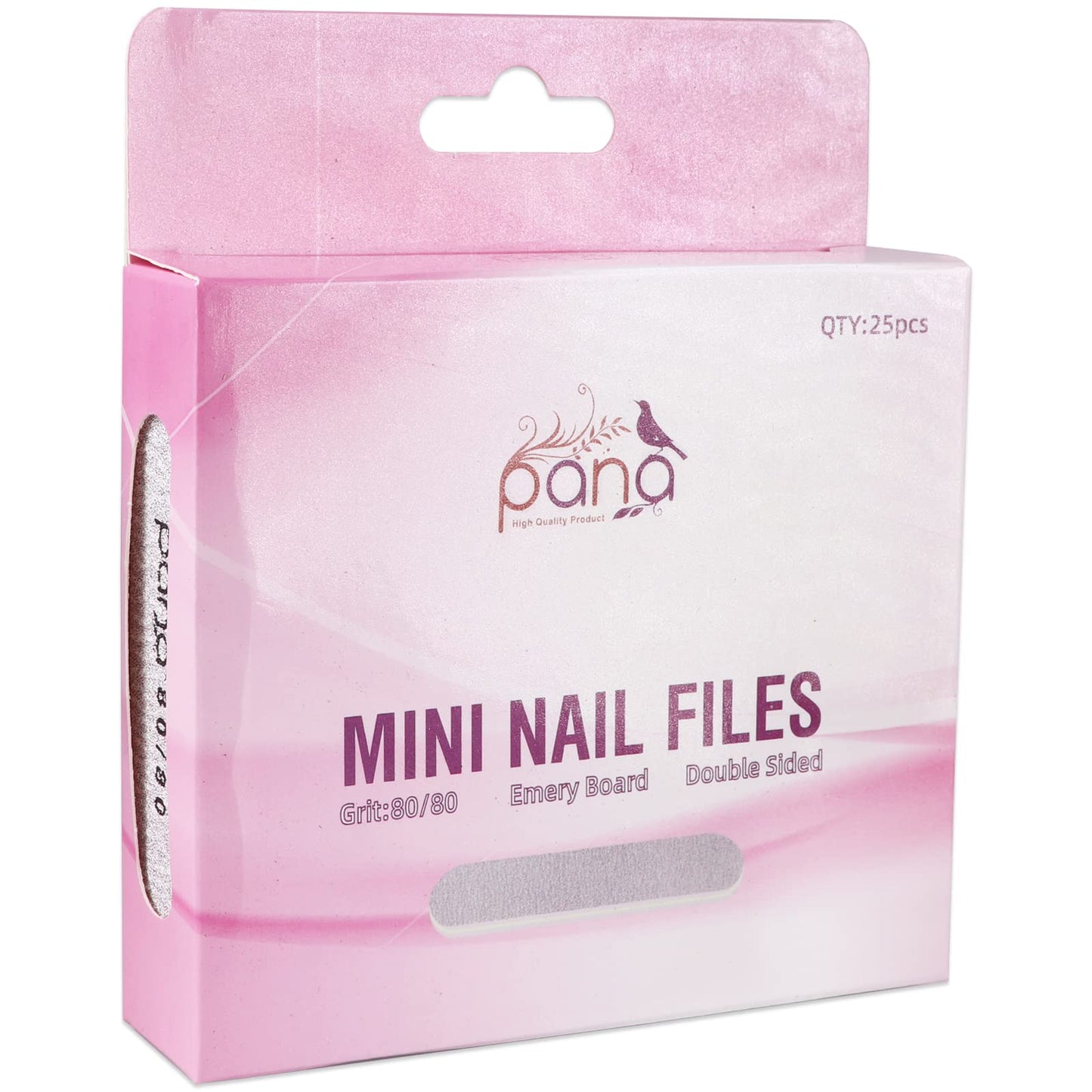 25PCS Mini Size PANA Professional Double Sided Nail Files - Zebra, 80/80 Grit - Emery Board Nail Buffering File Manicure Pedicure Nail Polisher Washable