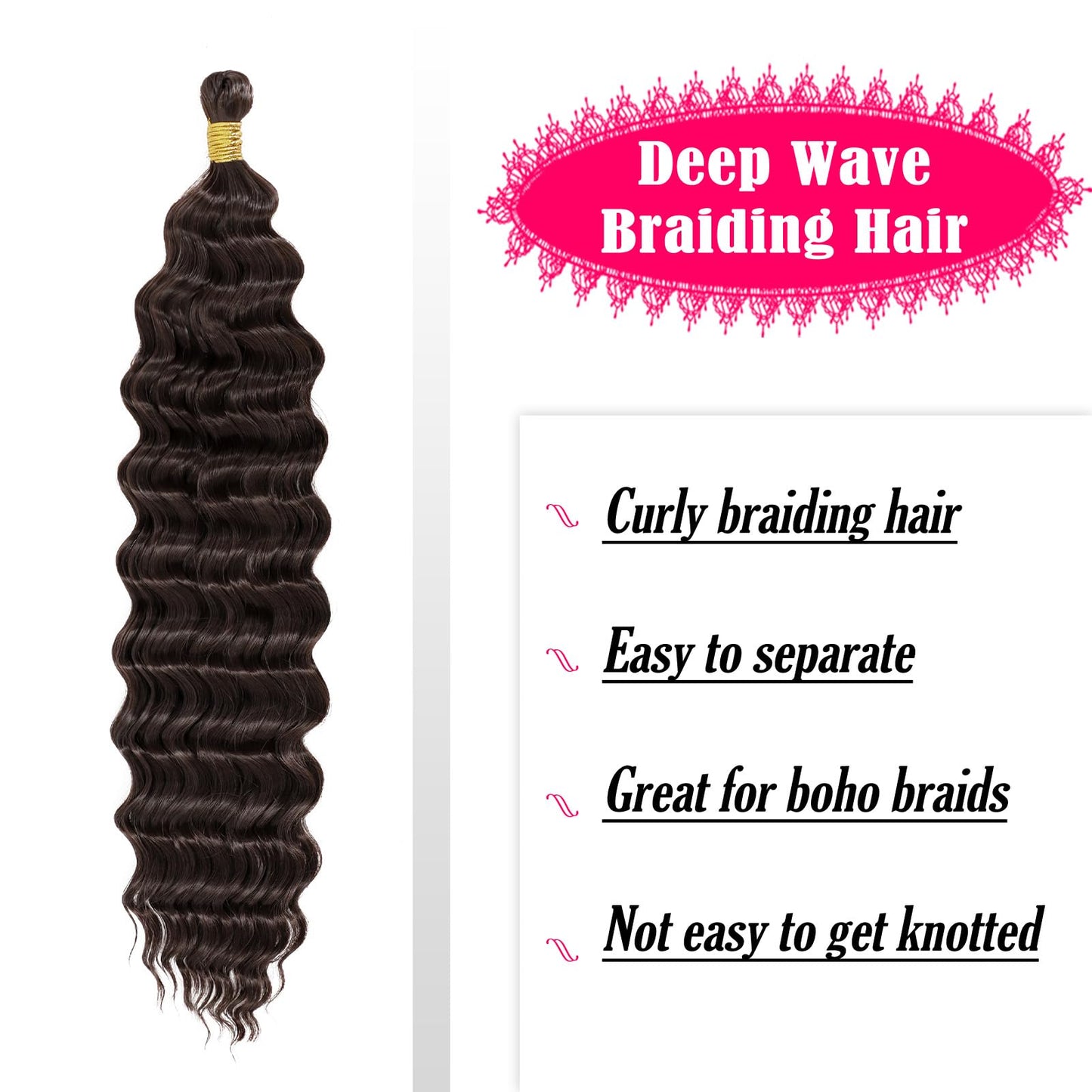 Dorsanee Dark Brown Braiding Hair for Boho Braids 20 Inch 4 Packs Pre Stretched Braiding Hair and 18 Inch 1 Pack Deep Wave Braiding Hair for Crochet Boho Braids Synthetic Hair Extensions (4#)