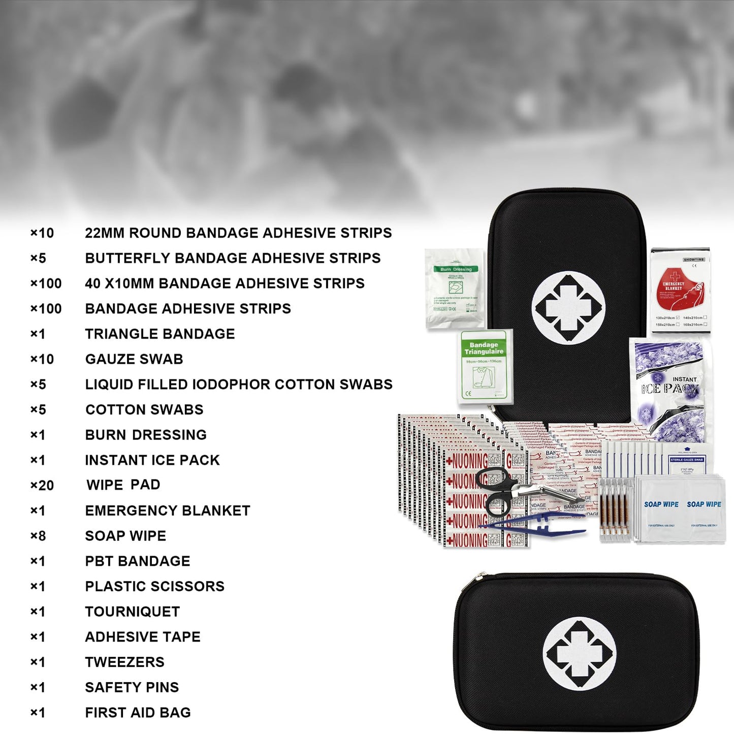 276Pcs First-Aid Kit Emergency-Kit Home-Car - First Aid Kits Emergency Kit Home Essentials for Dorm Room First-Aid Kit Emergency Necessities for Boat Hiking Skating, Black YIDERBO